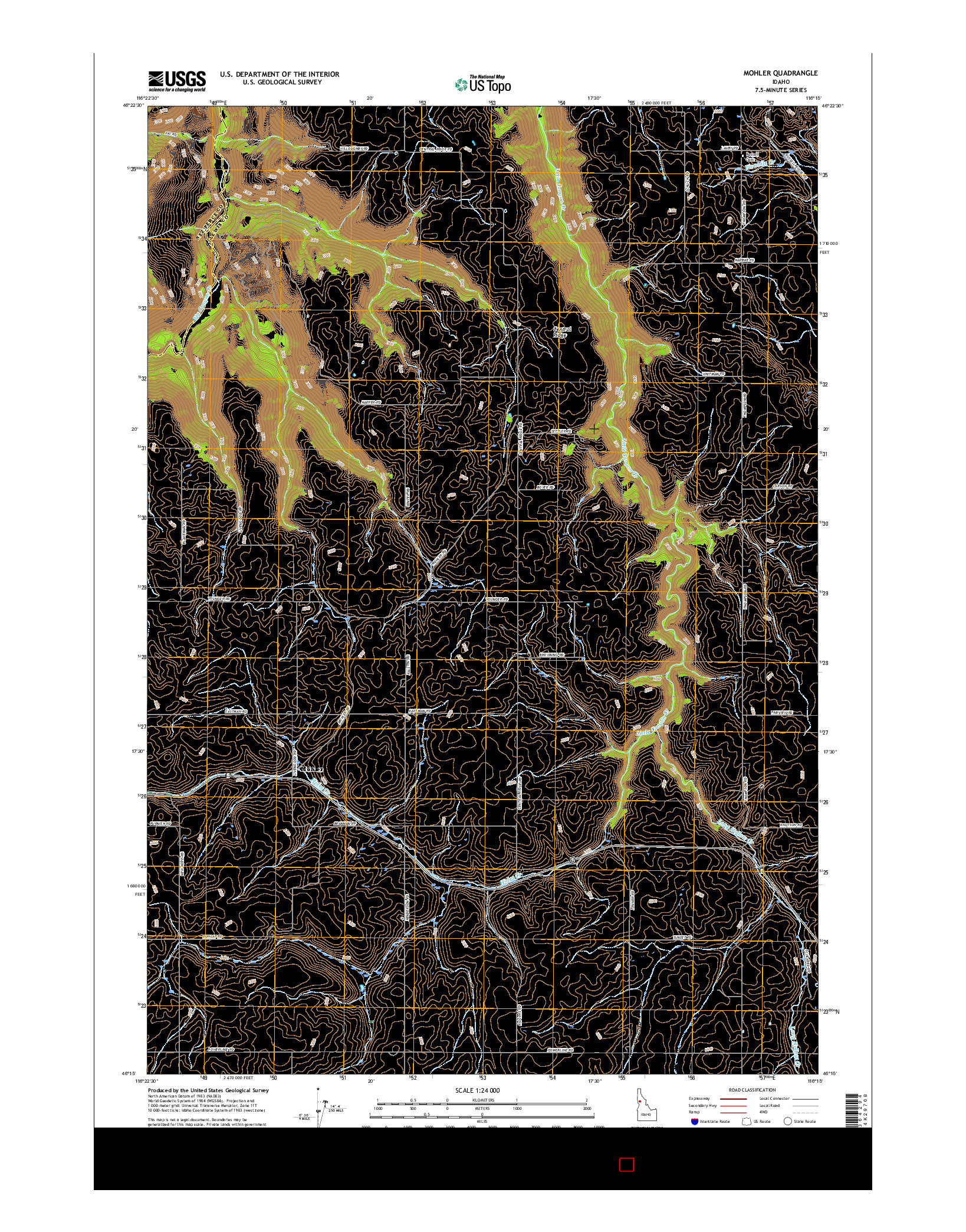 USGS US TOPO 7.5-MINUTE MAP FOR MOHLER, ID 2017