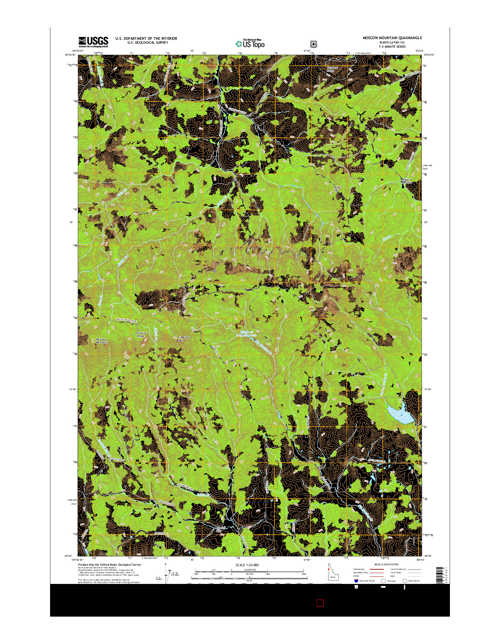 USGS US TOPO 7.5-MINUTE MAP FOR MOSCOW MOUNTAIN, ID 2017