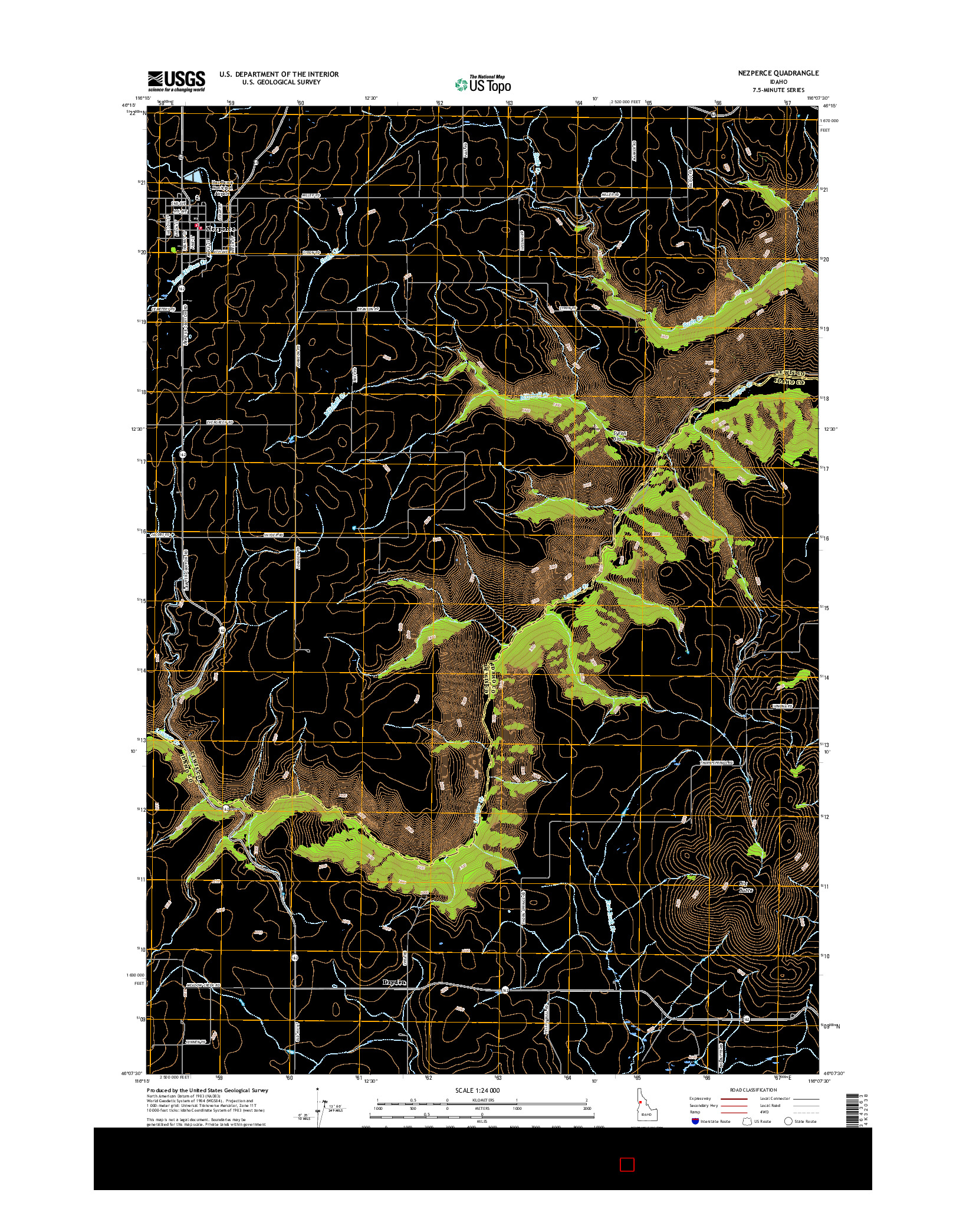 USGS US TOPO 7.5-MINUTE MAP FOR NEZPERCE, ID 2017