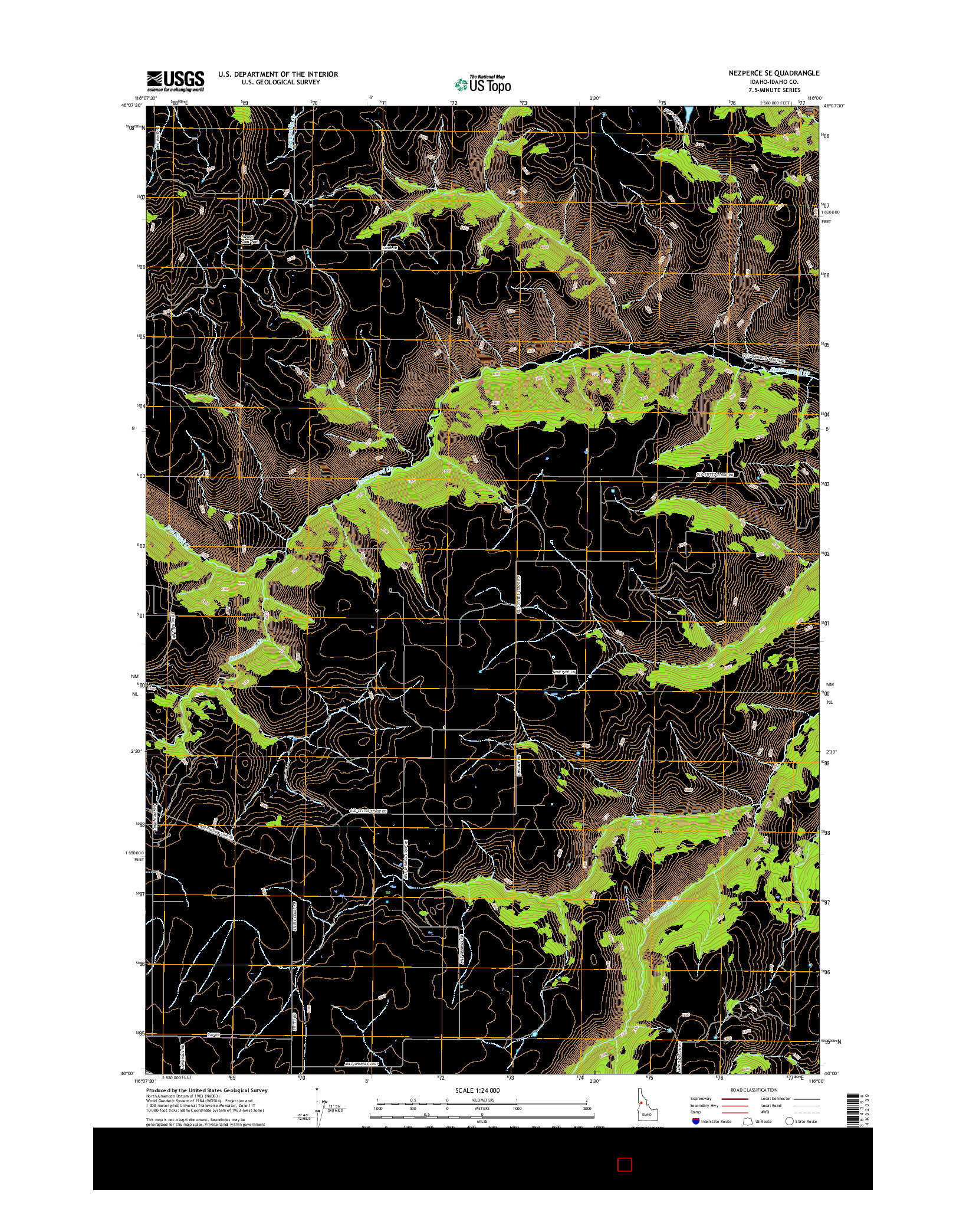 USGS US TOPO 7.5-MINUTE MAP FOR NEZPERCE SE, ID 2017