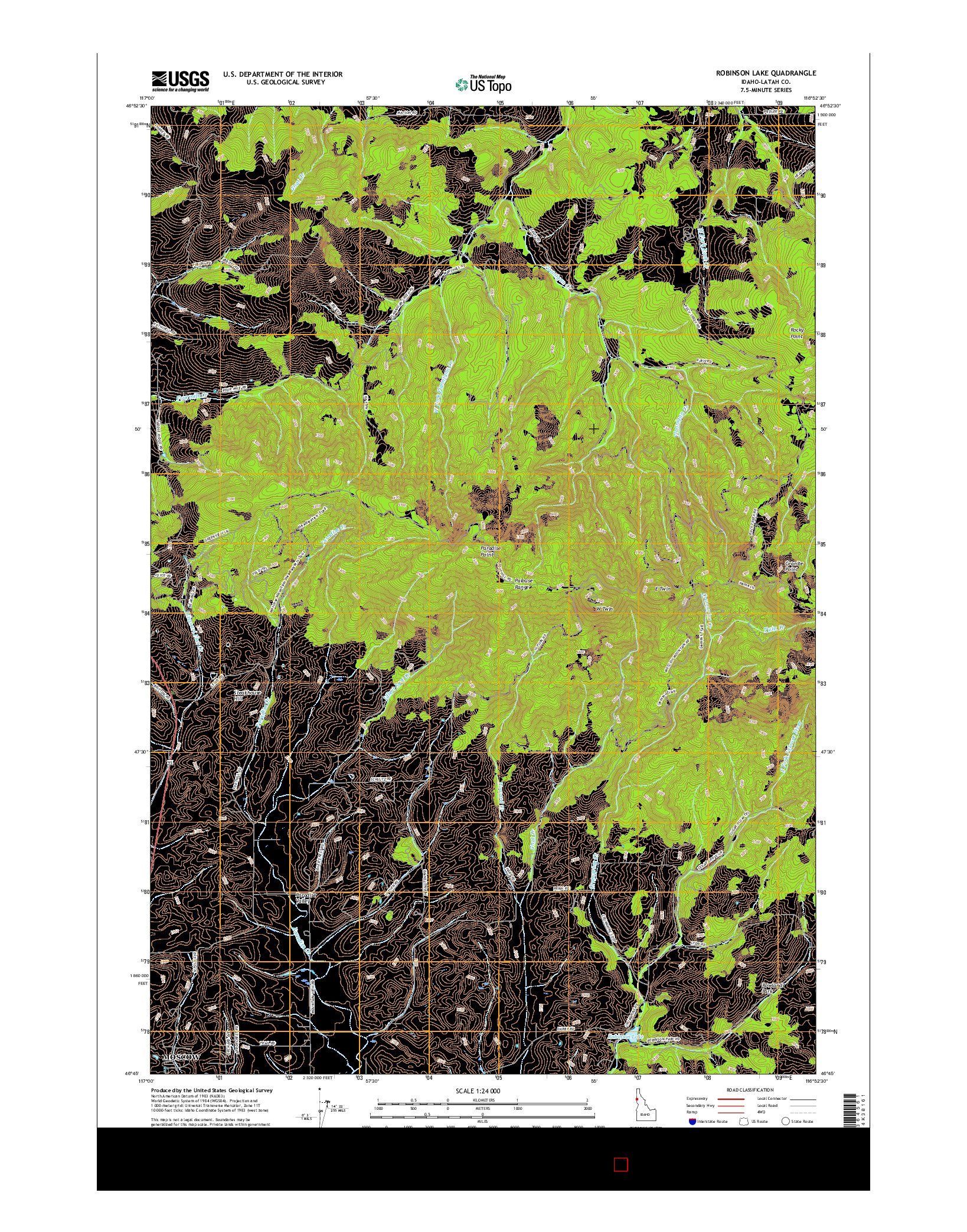 USGS US TOPO 7.5-MINUTE MAP FOR ROBINSON LAKE, ID 2017