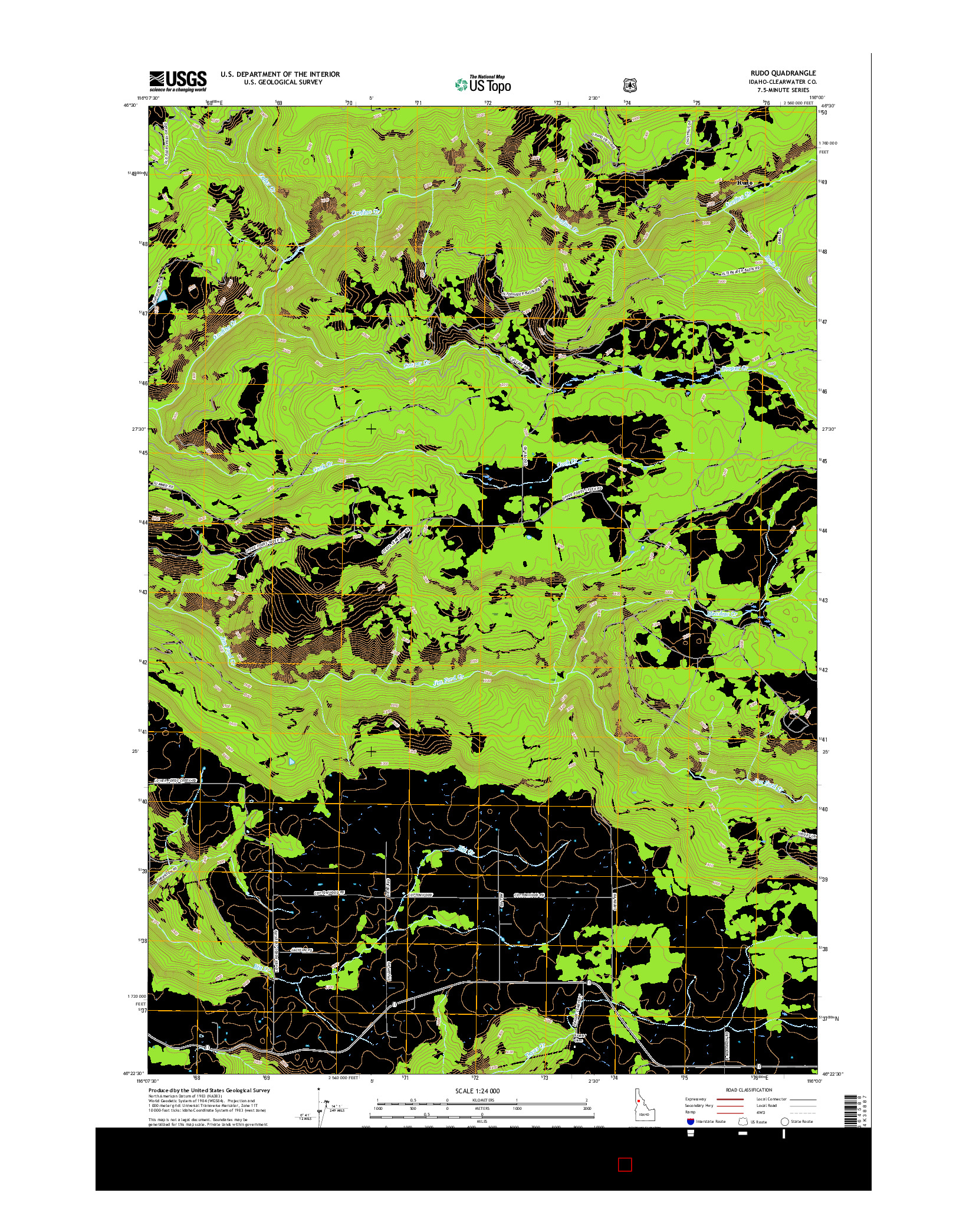 USGS US TOPO 7.5-MINUTE MAP FOR RUDO, ID 2017