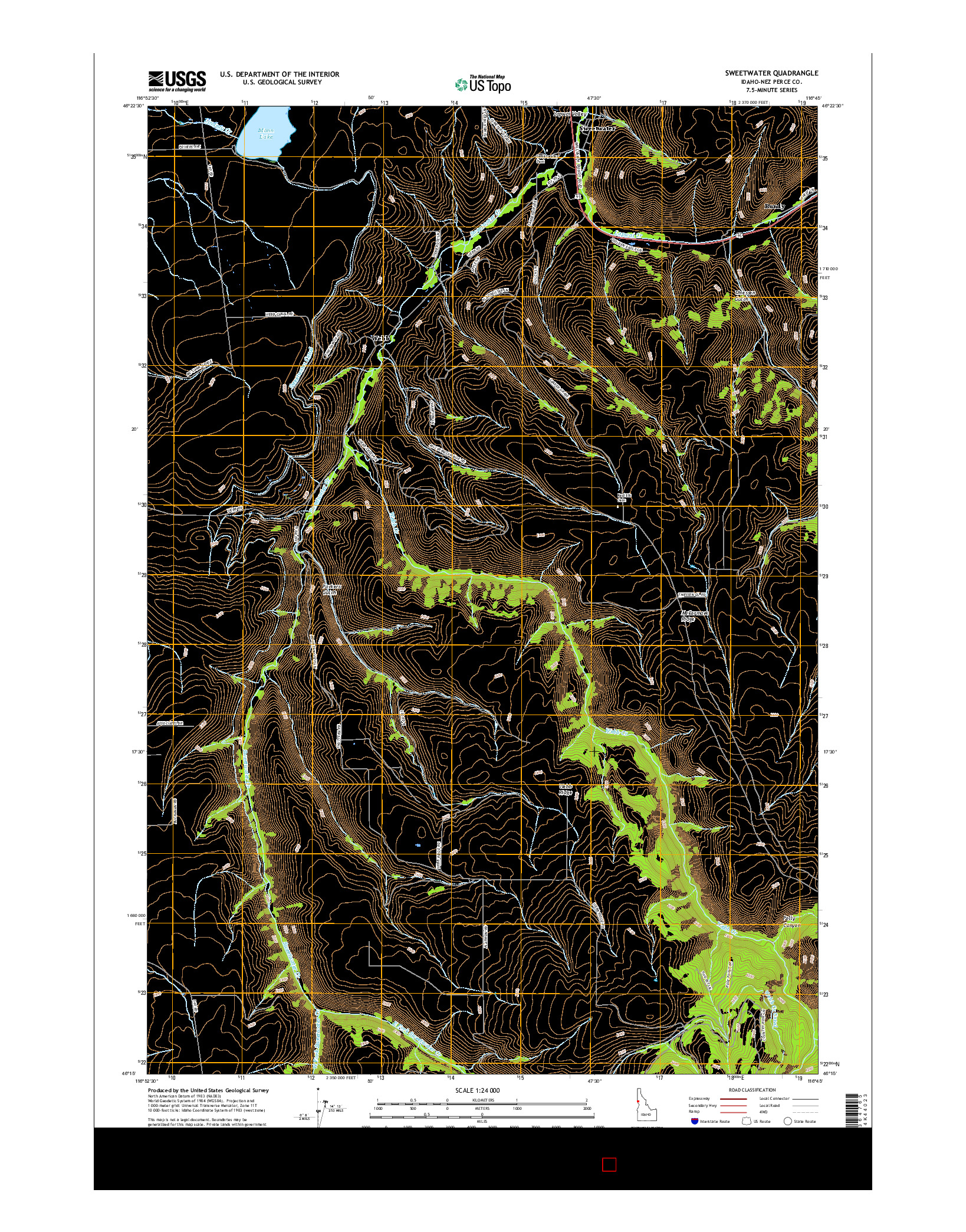 USGS US TOPO 7.5-MINUTE MAP FOR SWEETWATER, ID 2017
