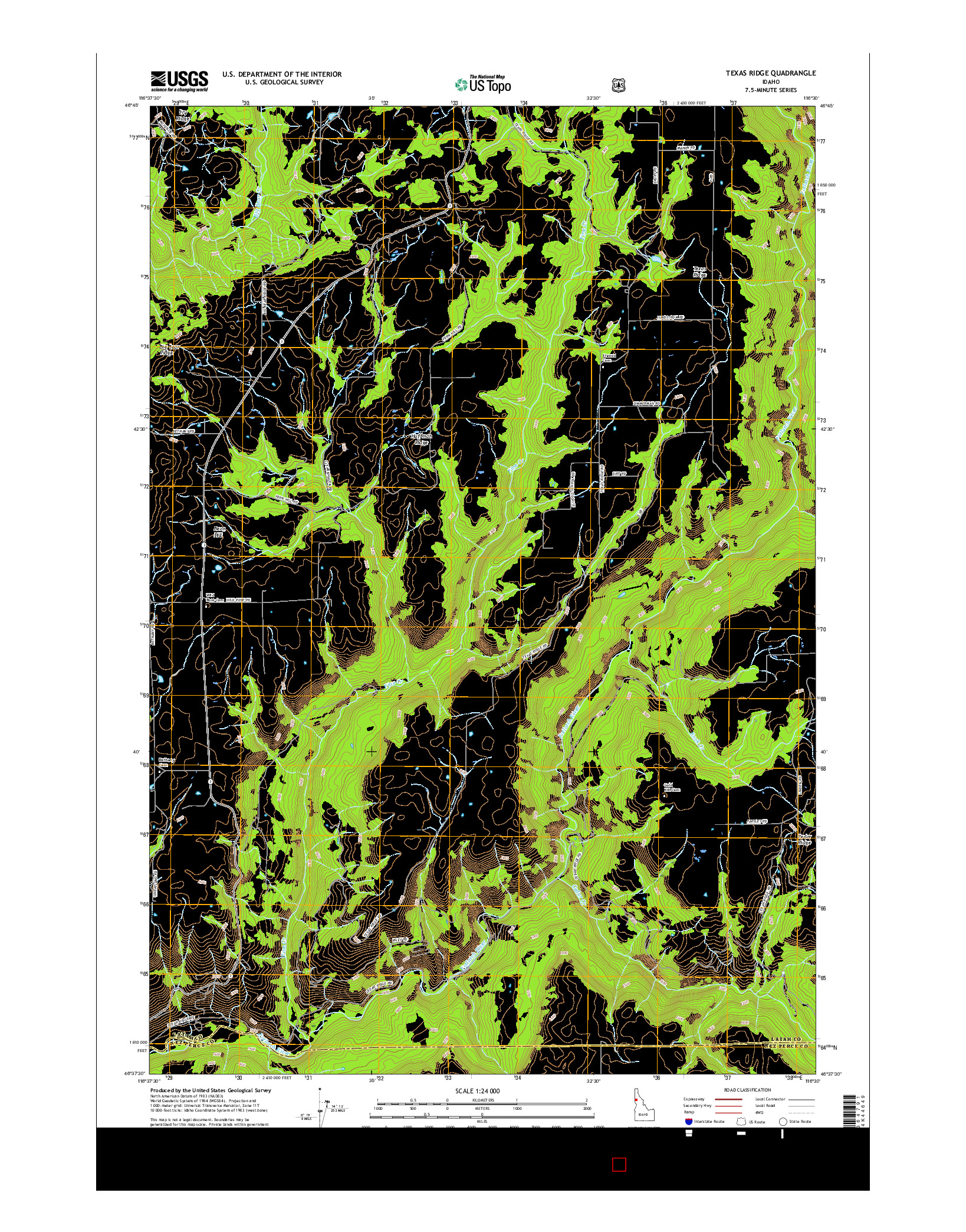 USGS US TOPO 7.5-MINUTE MAP FOR TEXAS RIDGE, ID 2017
