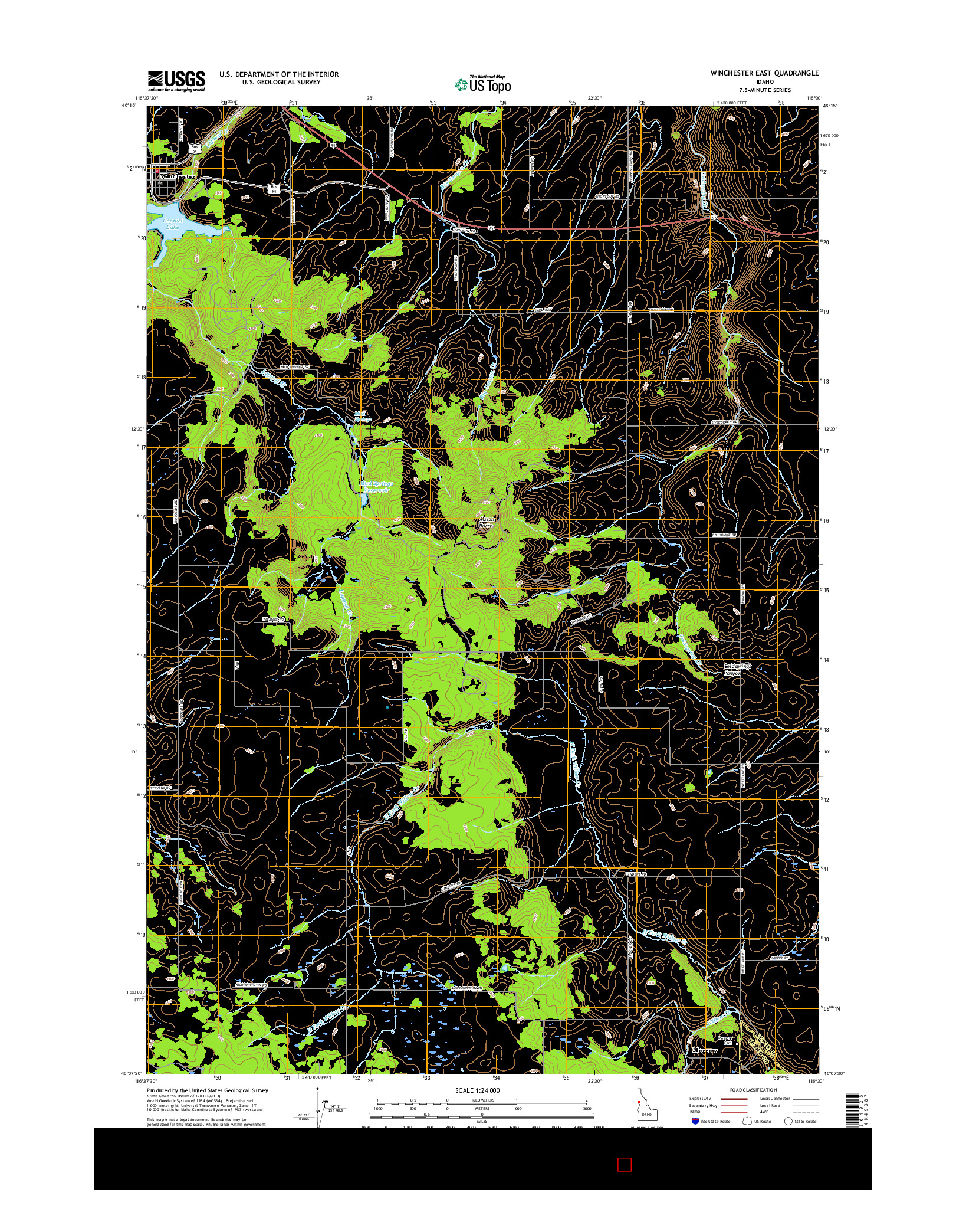 USGS US TOPO 7.5-MINUTE MAP FOR WINCHESTER EAST, ID 2017