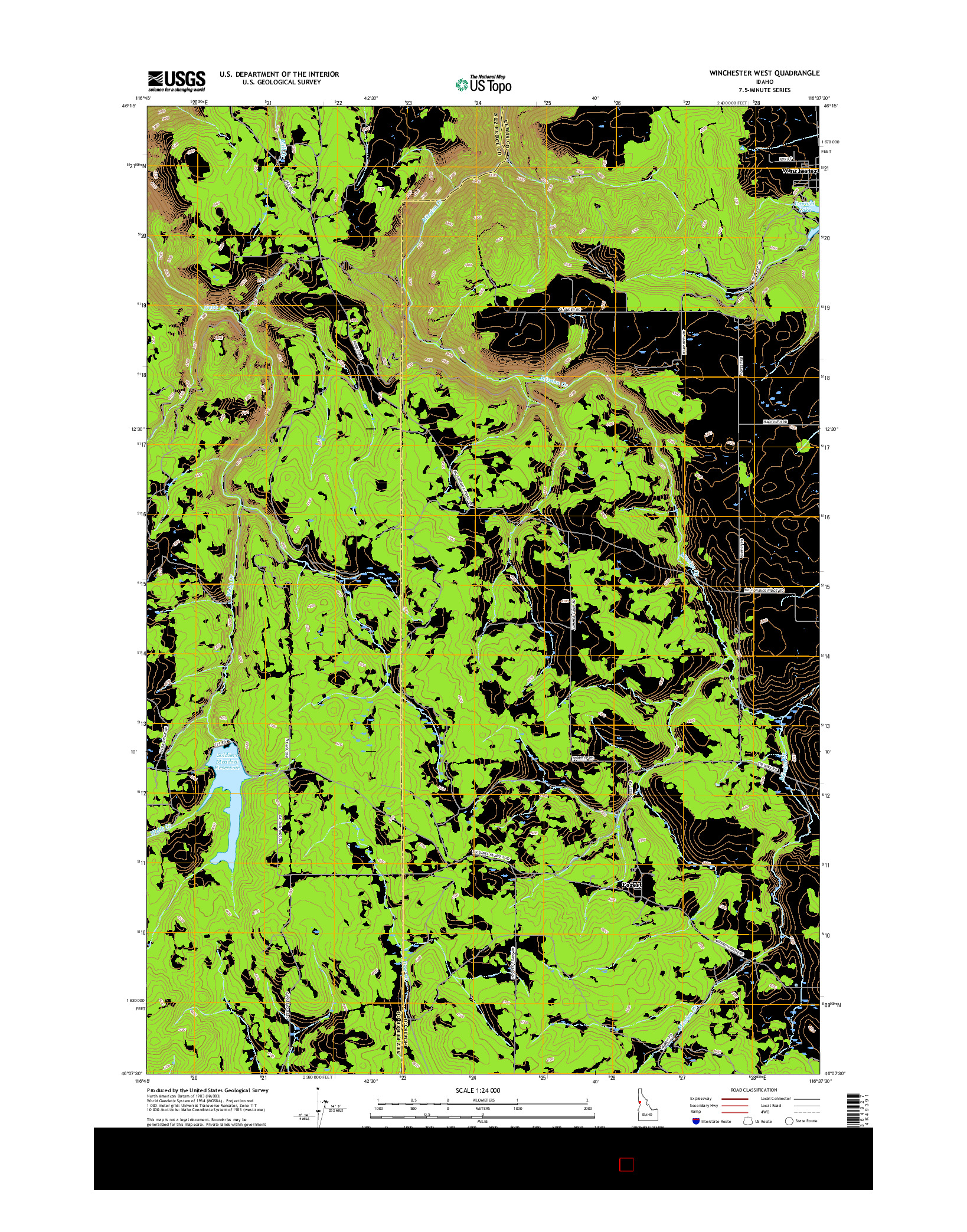 USGS US TOPO 7.5-MINUTE MAP FOR WINCHESTER WEST, ID 2017