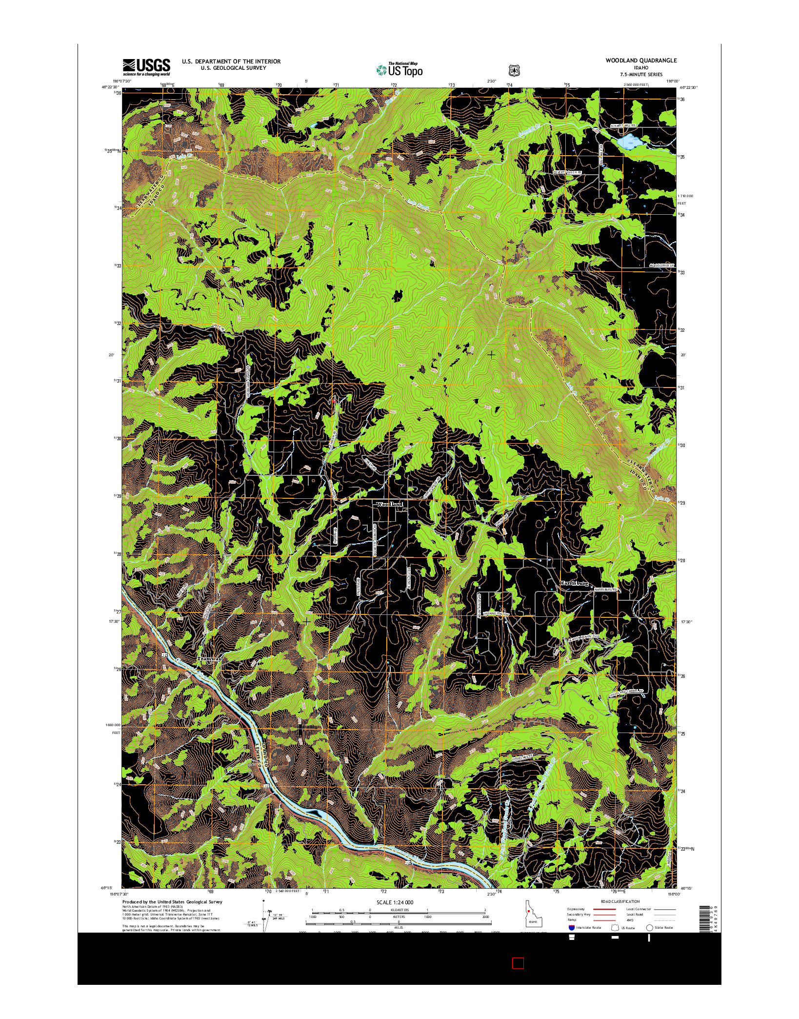 USGS US TOPO 7.5-MINUTE MAP FOR WOODLAND, ID 2017