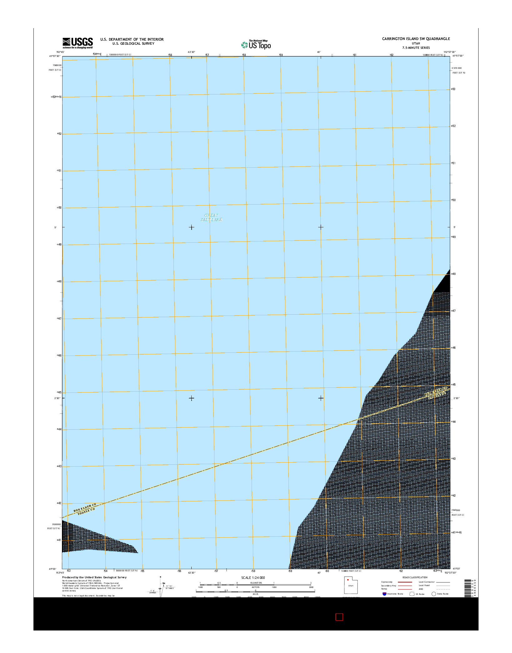 USGS US TOPO 7.5-MINUTE MAP FOR CARRINGTON ISLAND SW, UT 2017