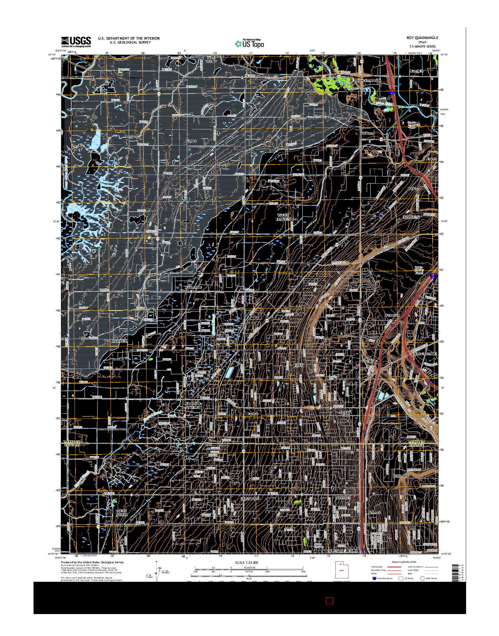 USGS US TOPO 7.5-MINUTE MAP FOR ROY, UT 2017