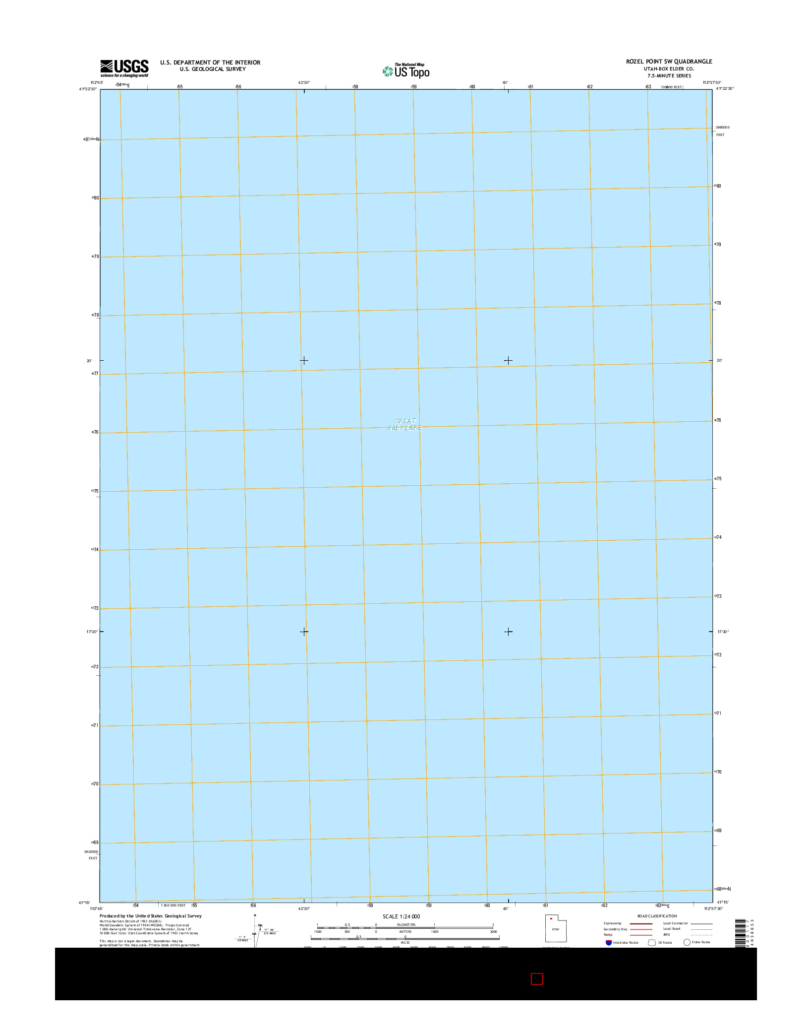 USGS US TOPO 7.5-MINUTE MAP FOR ROZEL POINT SW, UT 2017