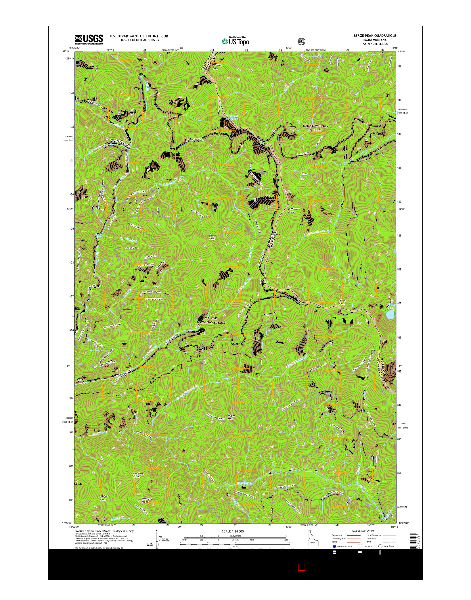 USGS US TOPO 7.5-MINUTE MAP FOR BERGE PEAK, ID-MT 2017