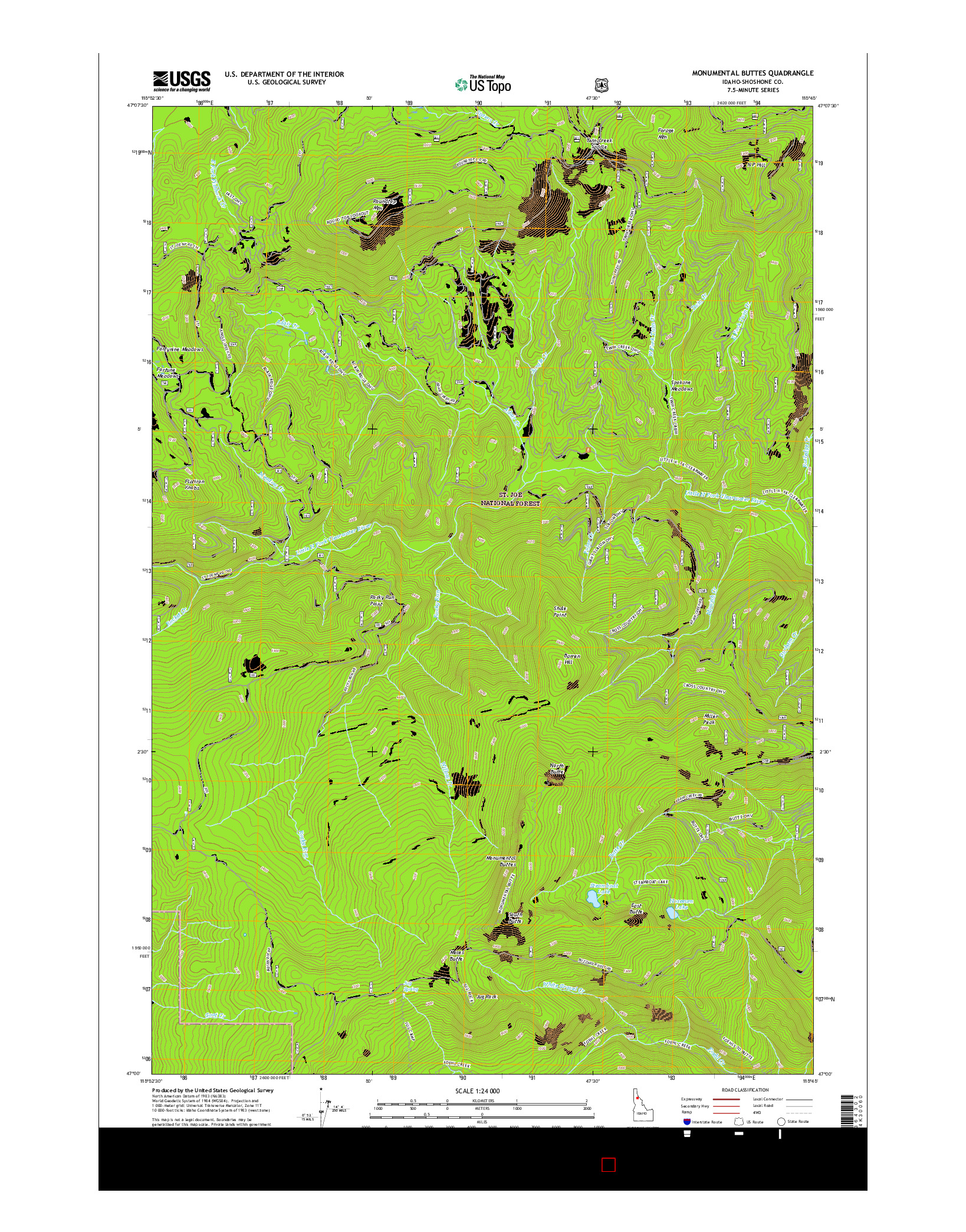 USGS US TOPO 7.5-MINUTE MAP FOR MONUMENTAL BUTTES, ID 2017