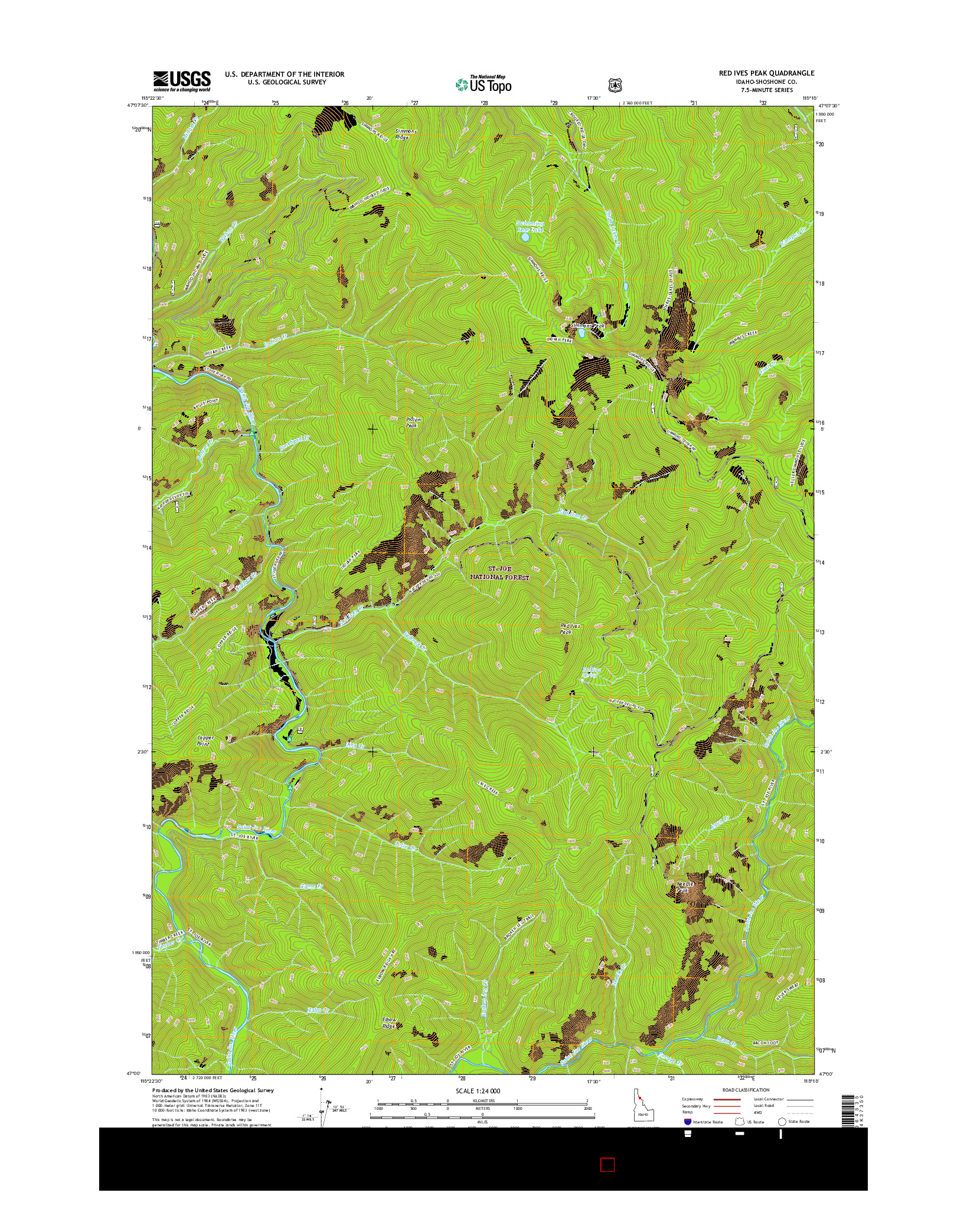 USGS US TOPO 7.5-MINUTE MAP FOR RED IVES PEAK, ID 2017