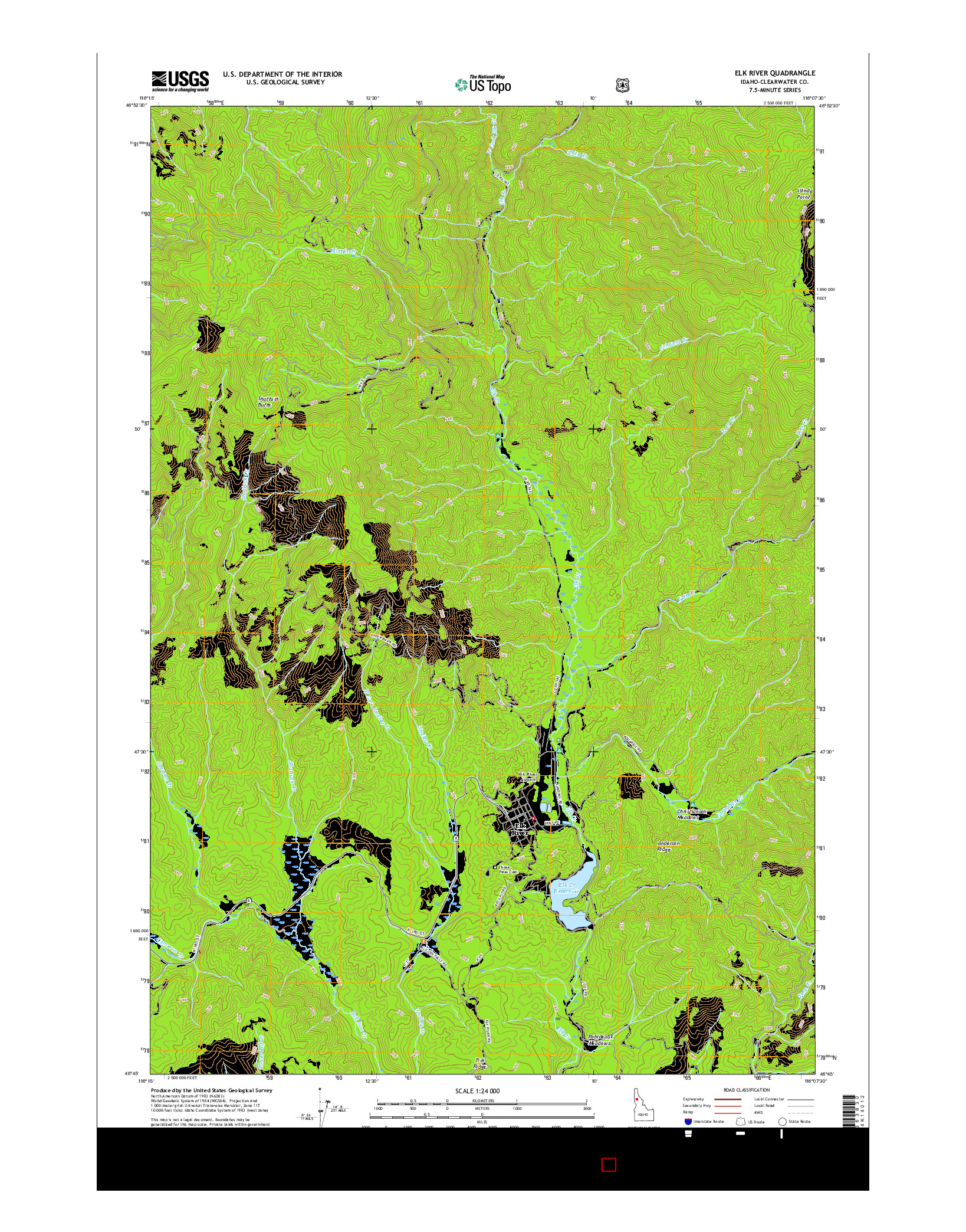 USGS US TOPO 7.5-MINUTE MAP FOR ELK RIVER, ID 2017