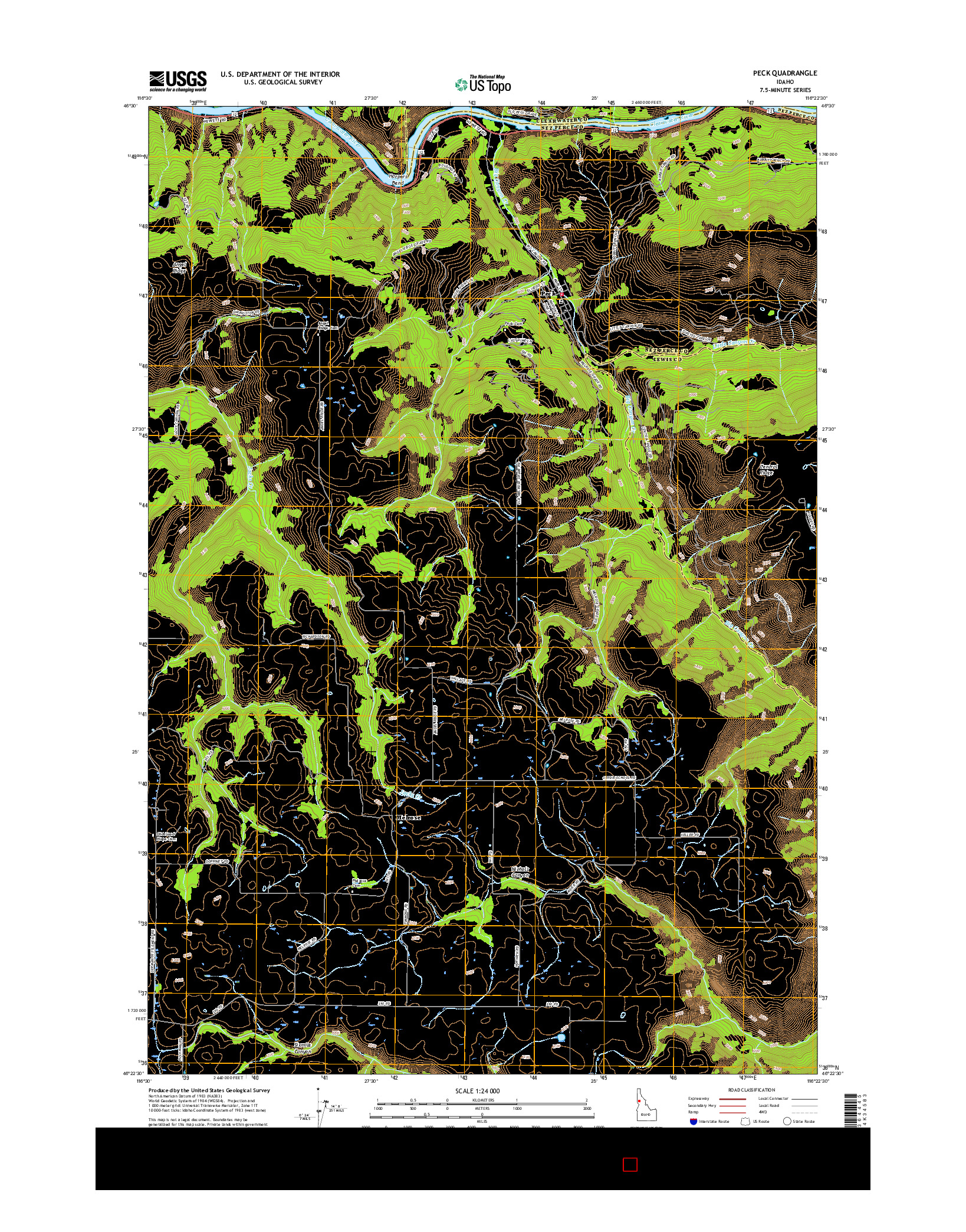 USGS US TOPO 7.5-MINUTE MAP FOR PECK, ID 2017