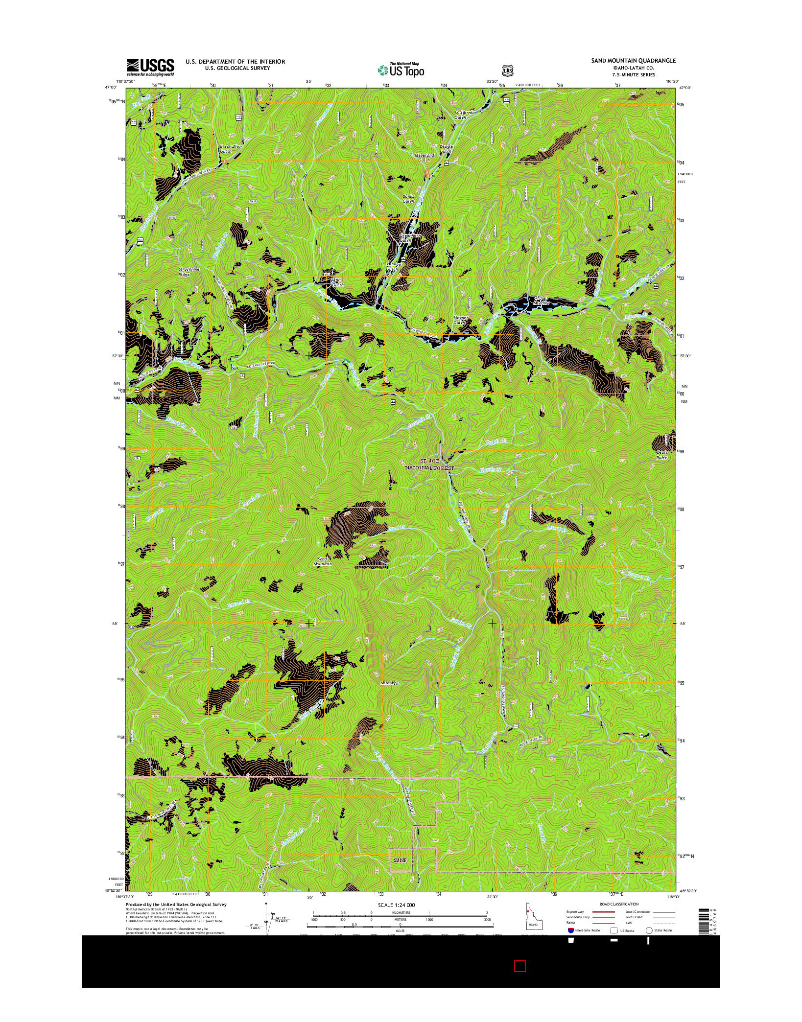USGS US TOPO 7.5-MINUTE MAP FOR SAND MOUNTAIN, ID 2017