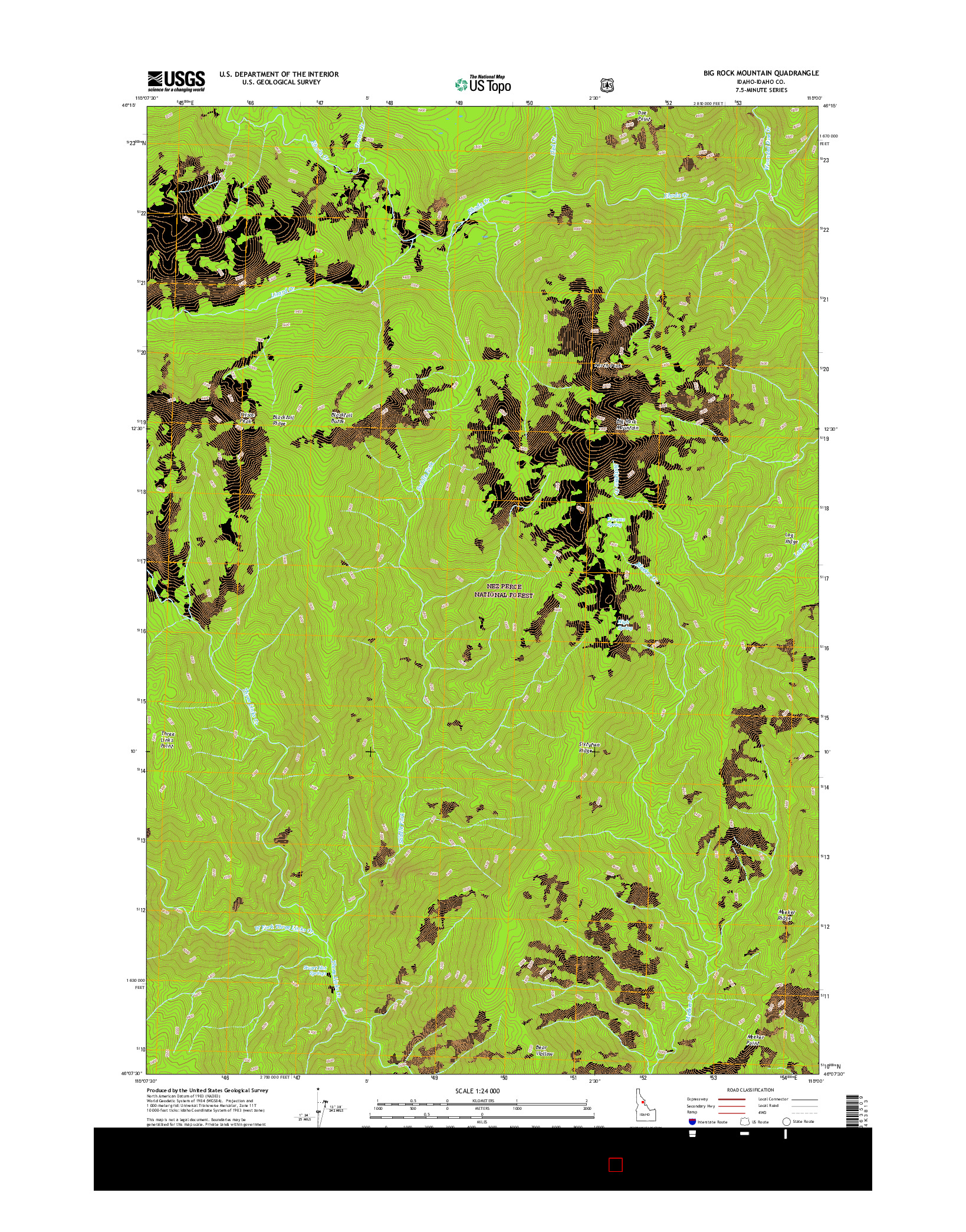 USGS US TOPO 7.5-MINUTE MAP FOR BIG ROCK MOUNTAIN, ID 2017