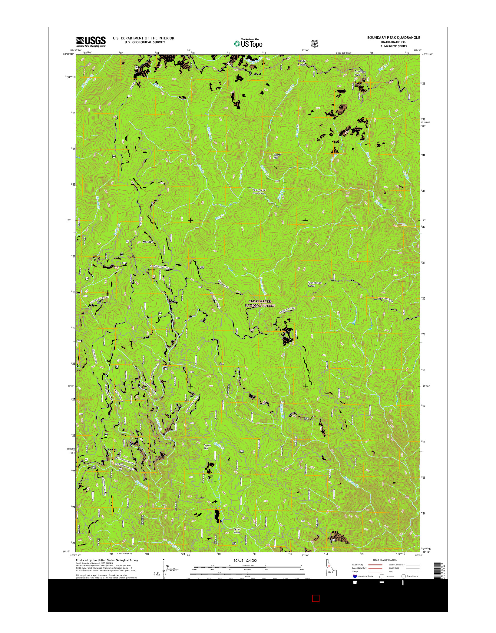 USGS US TOPO 7.5-MINUTE MAP FOR BOUNDARY PEAK, ID 2017