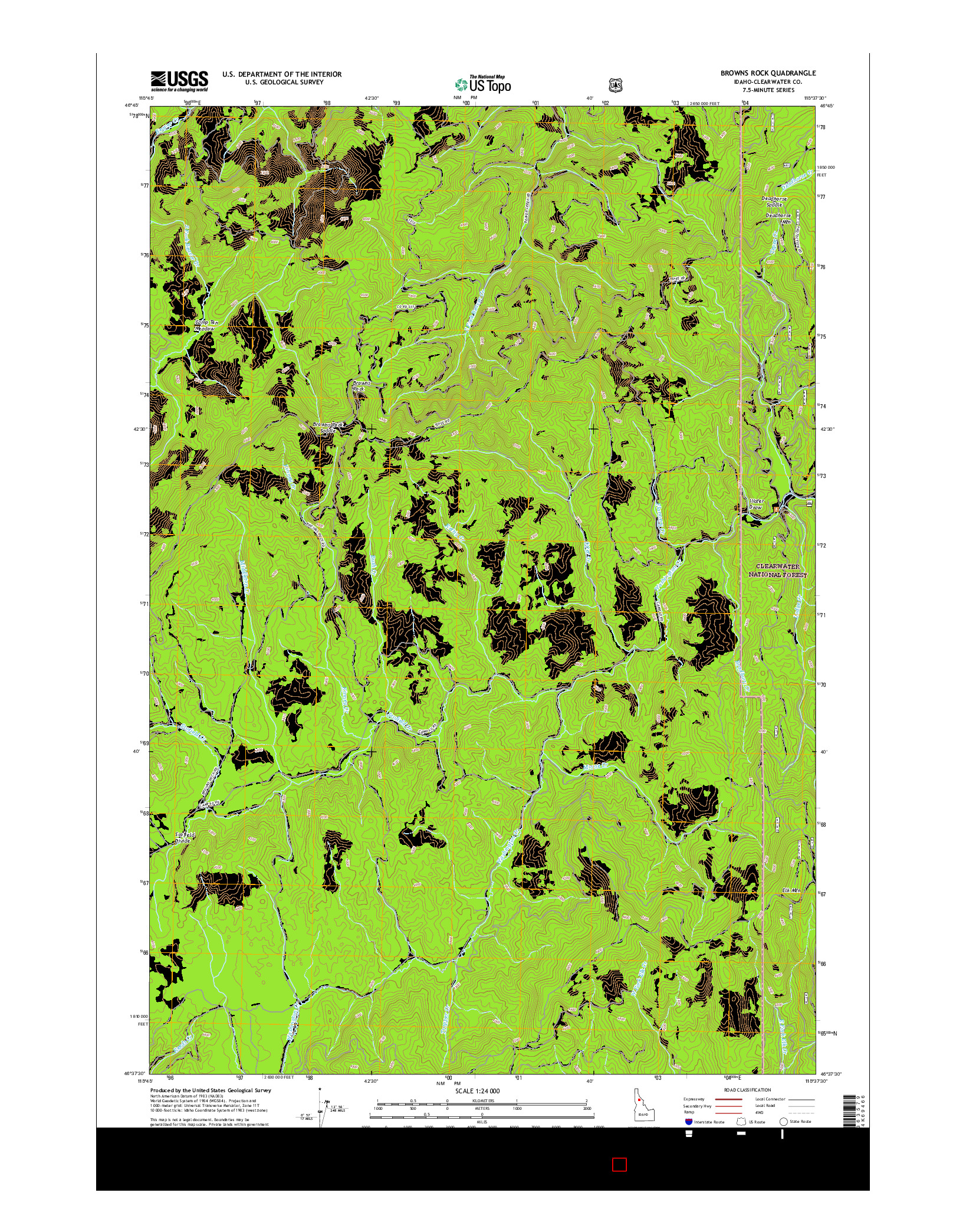 USGS US TOPO 7.5-MINUTE MAP FOR BROWNS ROCK, ID 2017
