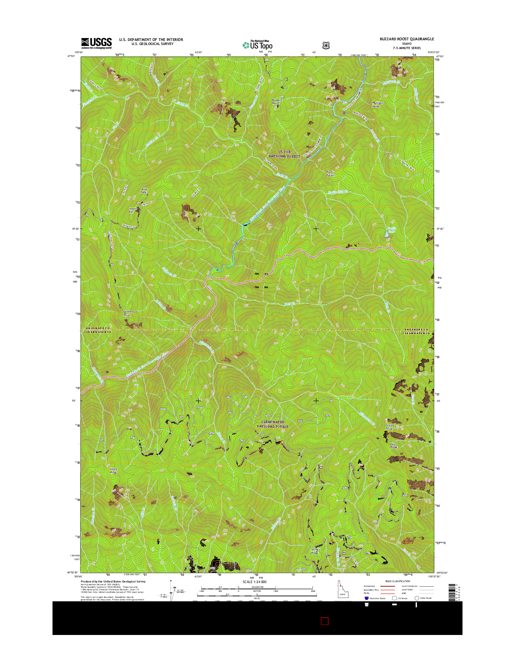 USGS US TOPO 7.5-MINUTE MAP FOR BUZZARD ROOST, ID 2017