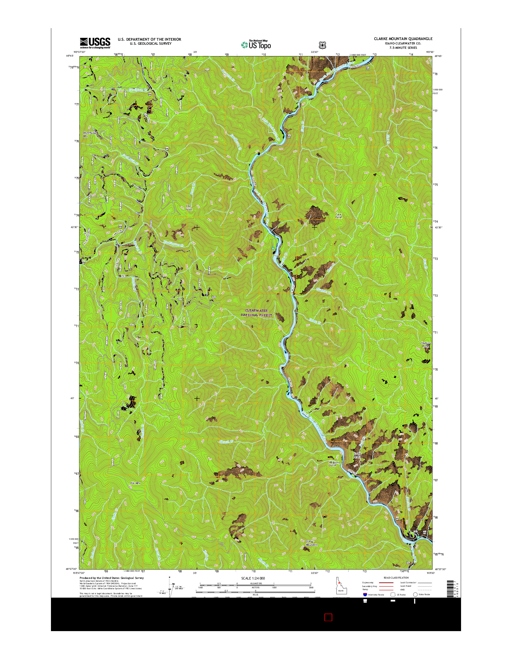 USGS US TOPO 7.5-MINUTE MAP FOR CLARKE MOUNTAIN, ID 2017