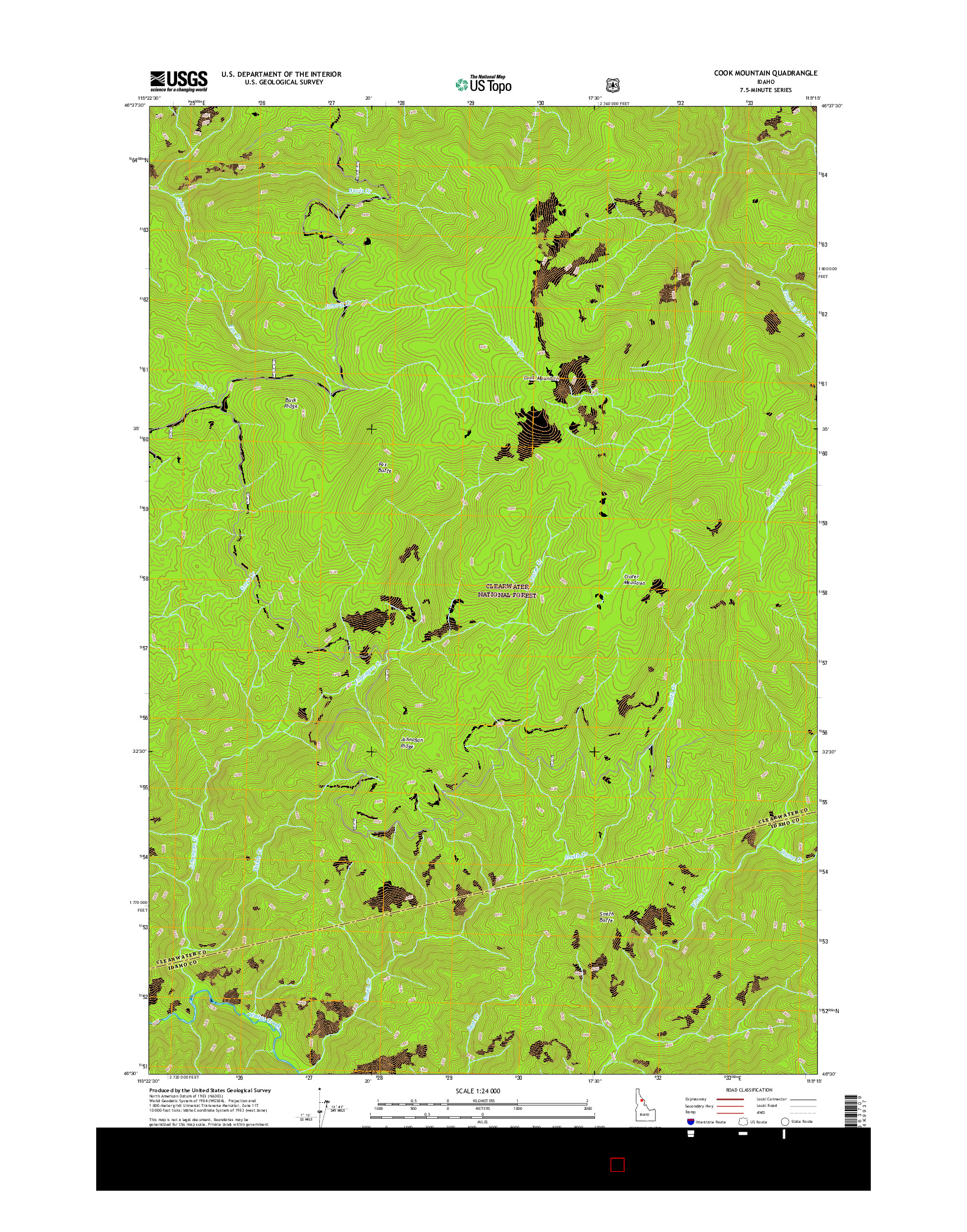 USGS US TOPO 7.5-MINUTE MAP FOR COOK MOUNTAIN, ID 2017