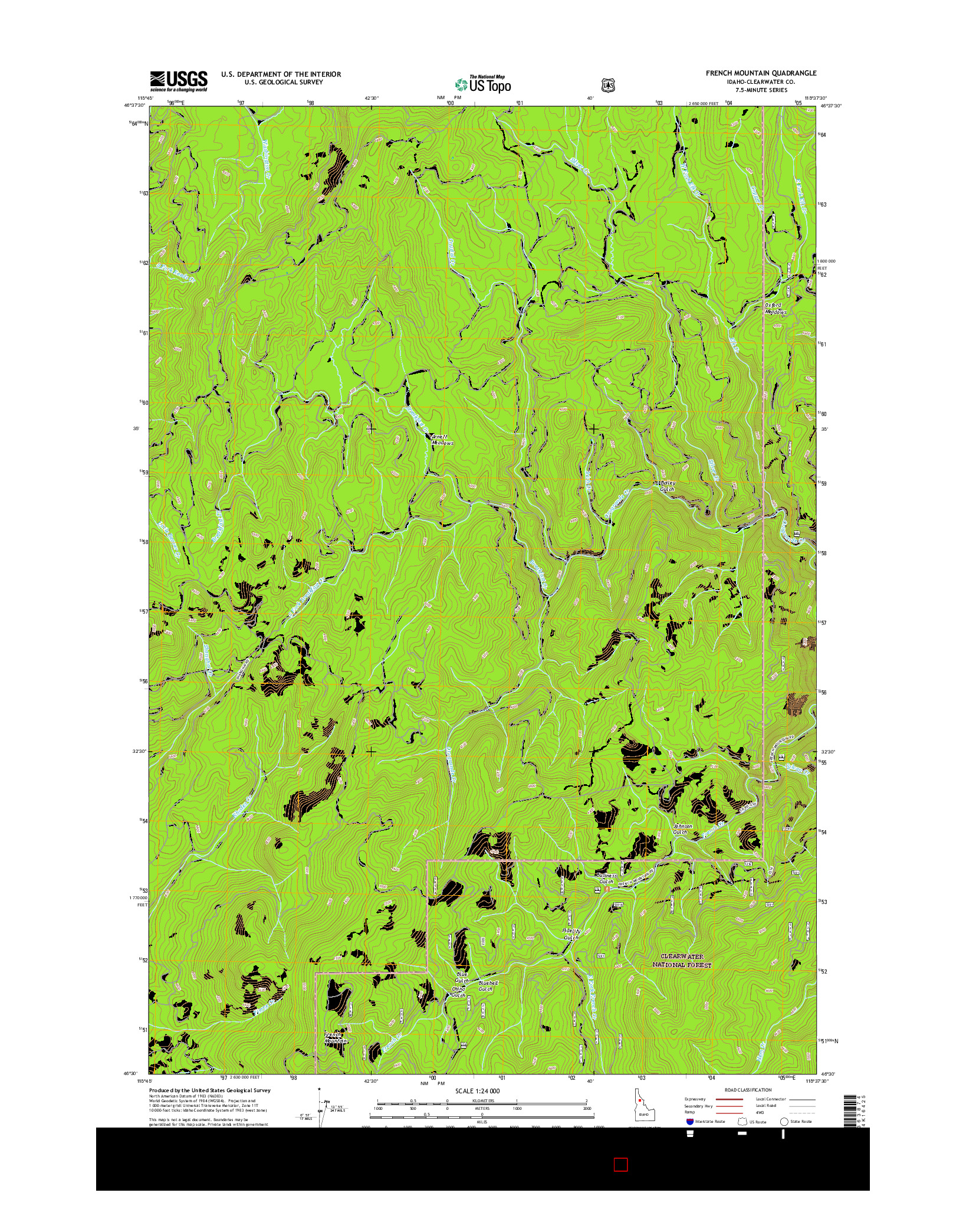 USGS US TOPO 7.5-MINUTE MAP FOR FRENCH MOUNTAIN, ID 2017