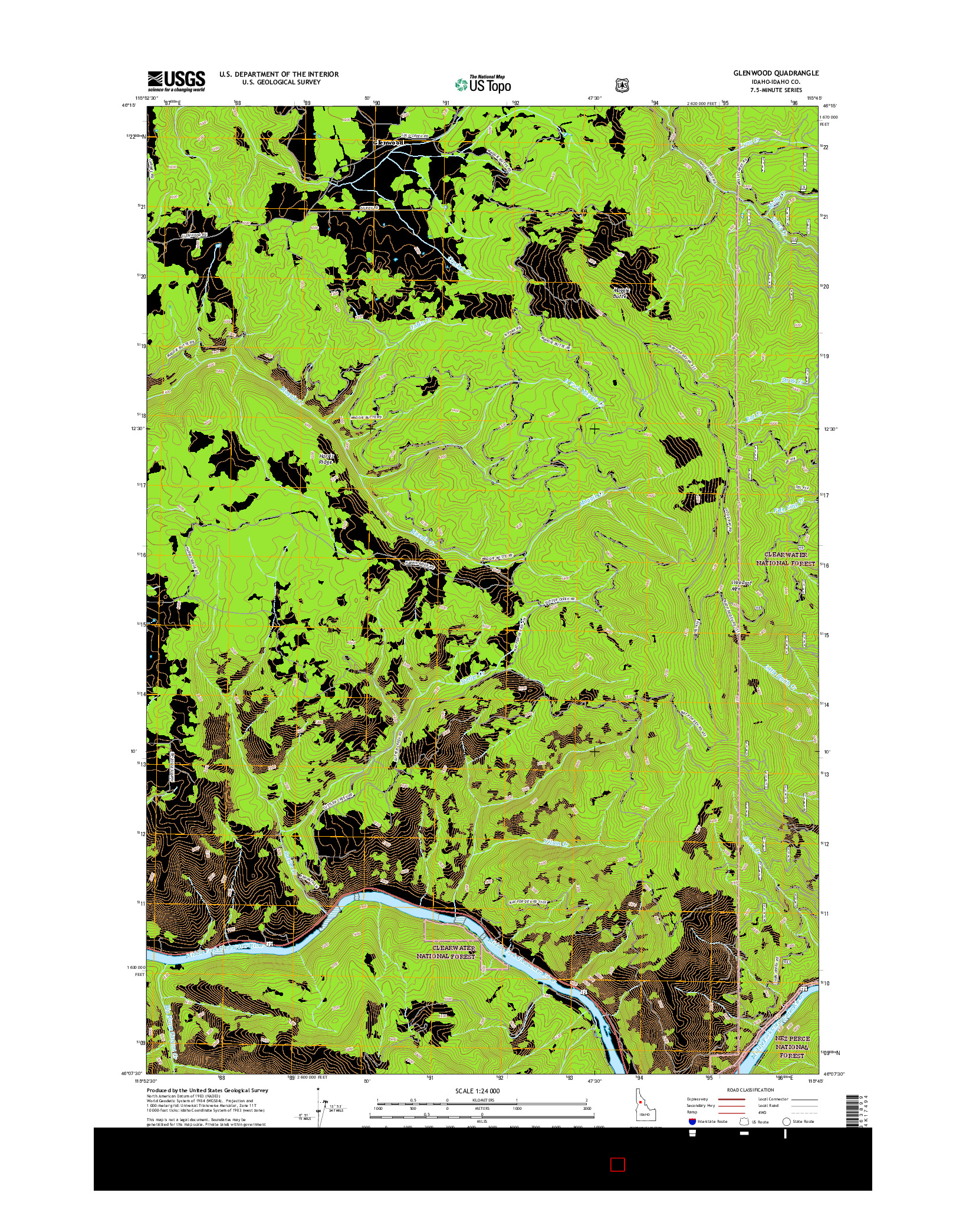 USGS US TOPO 7.5-MINUTE MAP FOR GLENWOOD, ID 2017