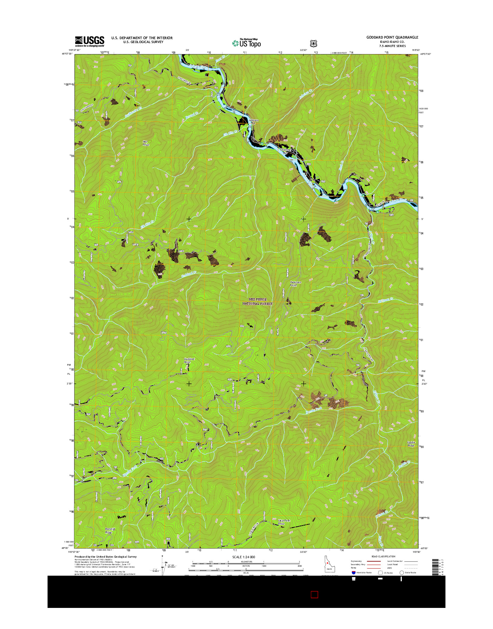USGS US TOPO 7.5-MINUTE MAP FOR GODDARD POINT, ID 2017