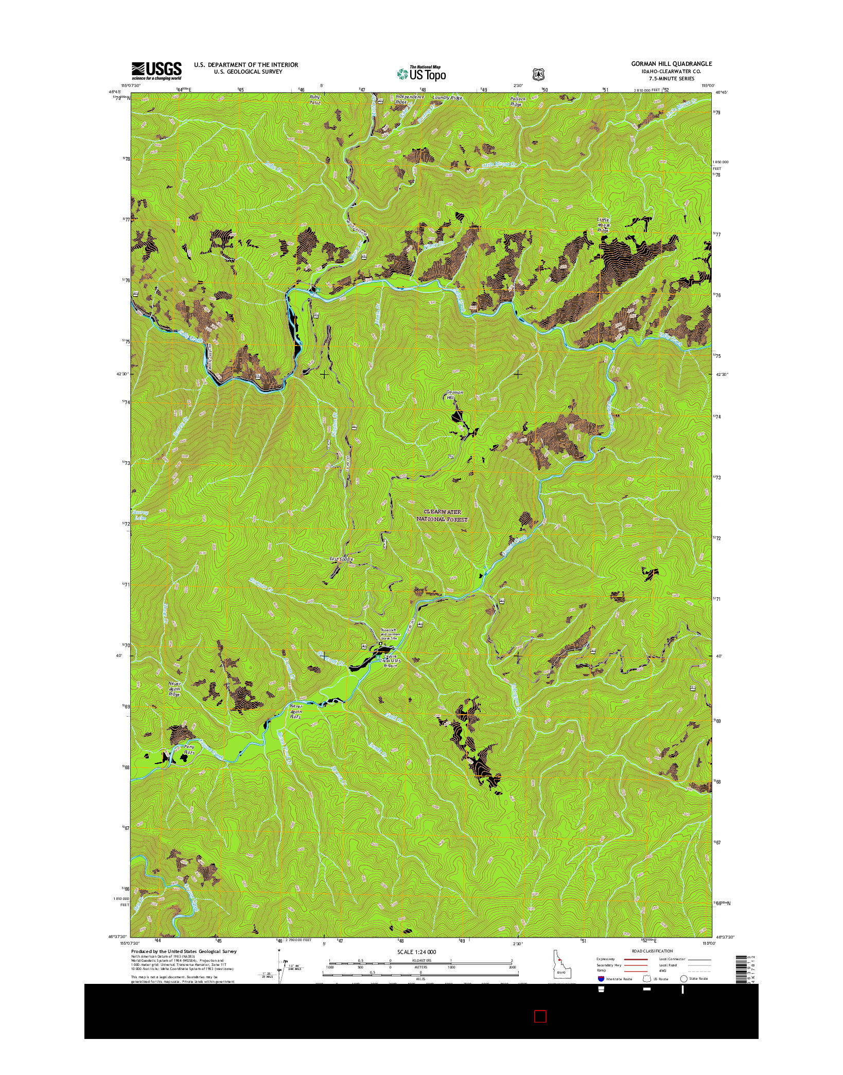 USGS US TOPO 7.5-MINUTE MAP FOR GORMAN HILL, ID 2017