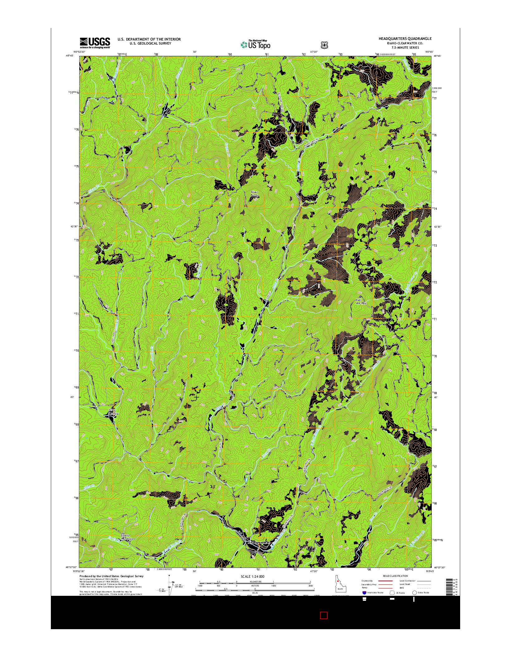 USGS US TOPO 7.5-MINUTE MAP FOR HEADQUARTERS, ID 2017