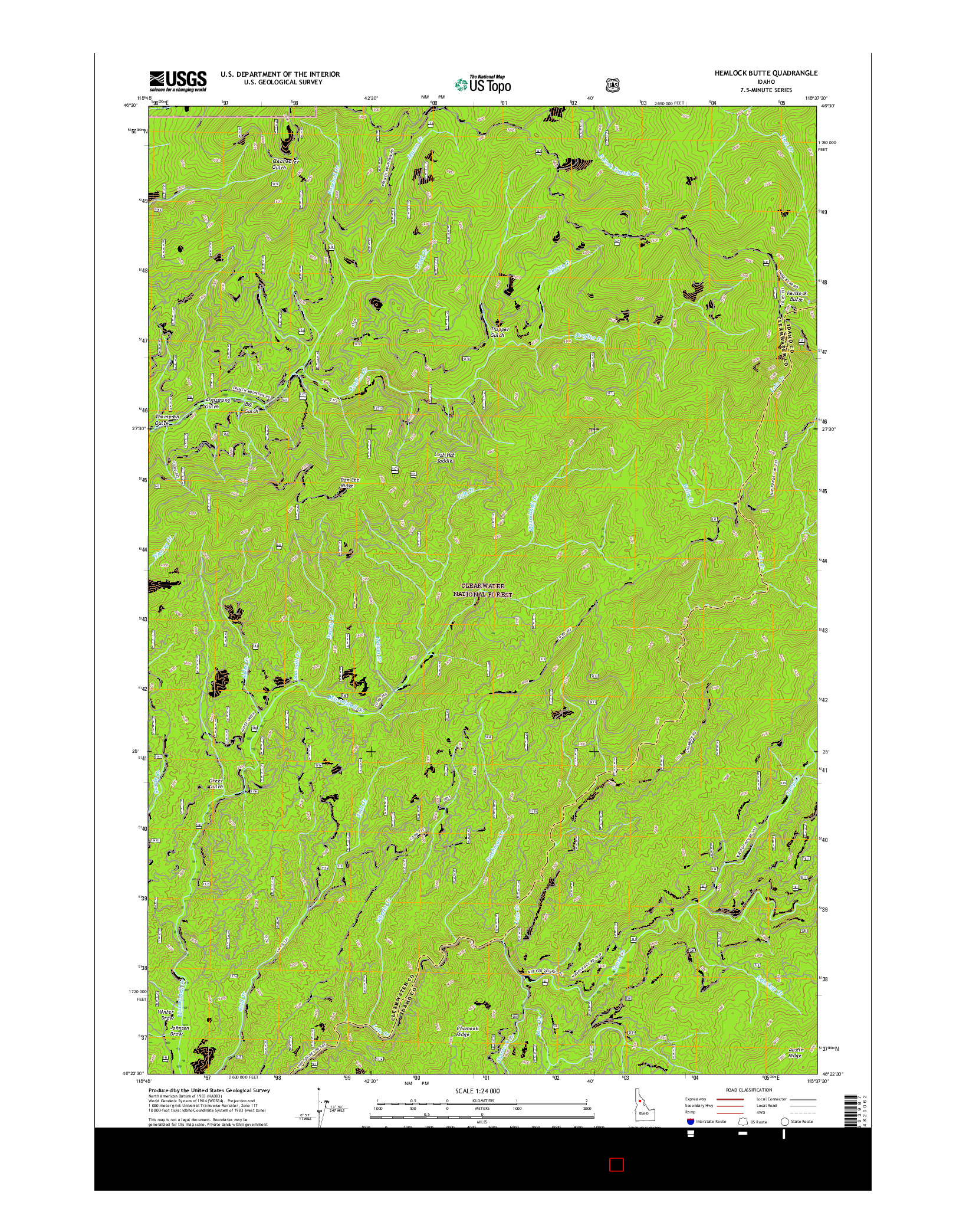 USGS US TOPO 7.5-MINUTE MAP FOR HEMLOCK BUTTE, ID 2017