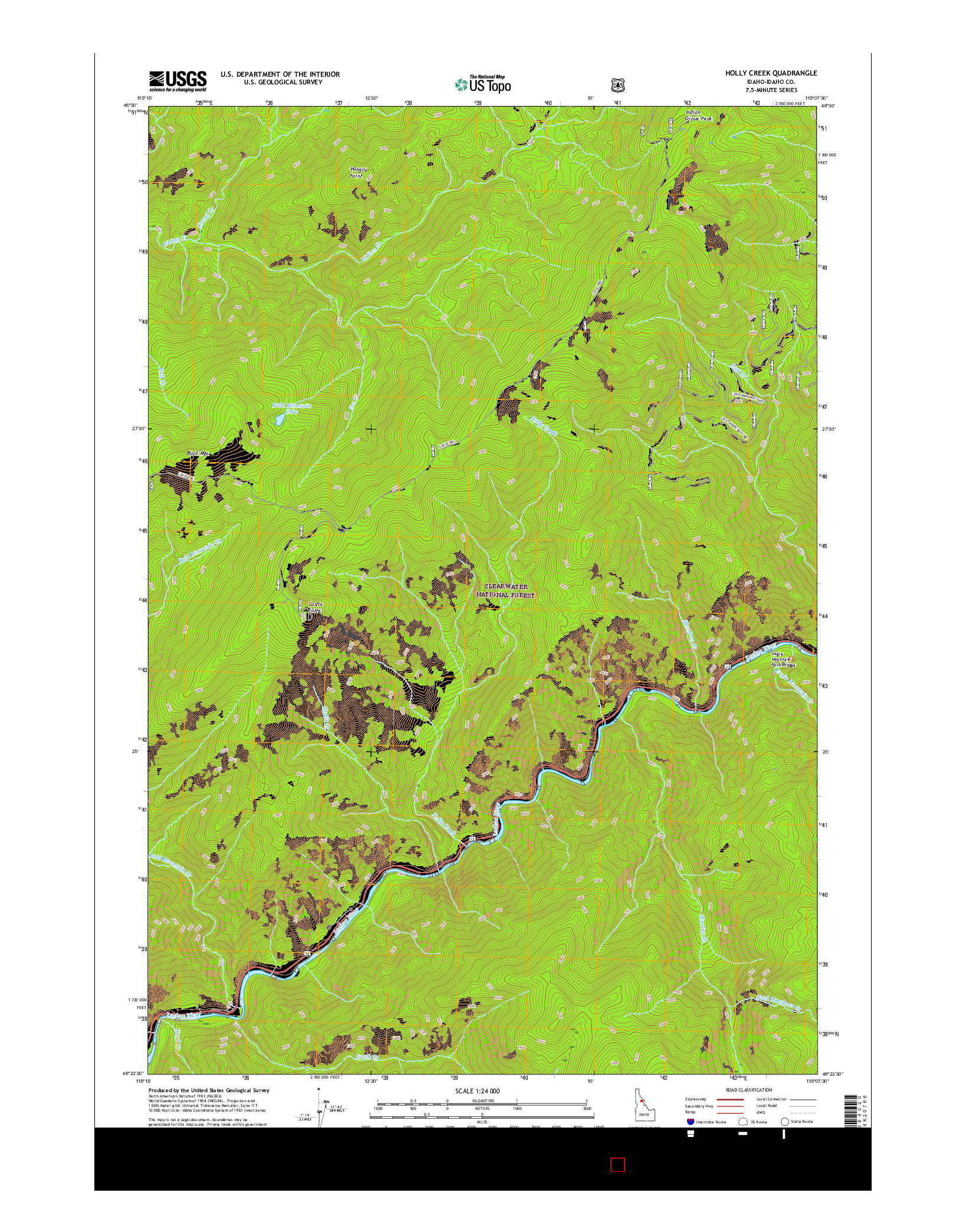 USGS US TOPO 7.5-MINUTE MAP FOR HOLLY CREEK, ID 2017