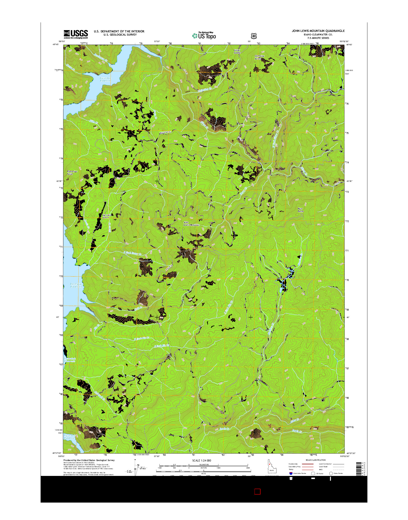 USGS US TOPO 7.5-MINUTE MAP FOR JOHN LEWIS MOUNTAIN, ID 2017