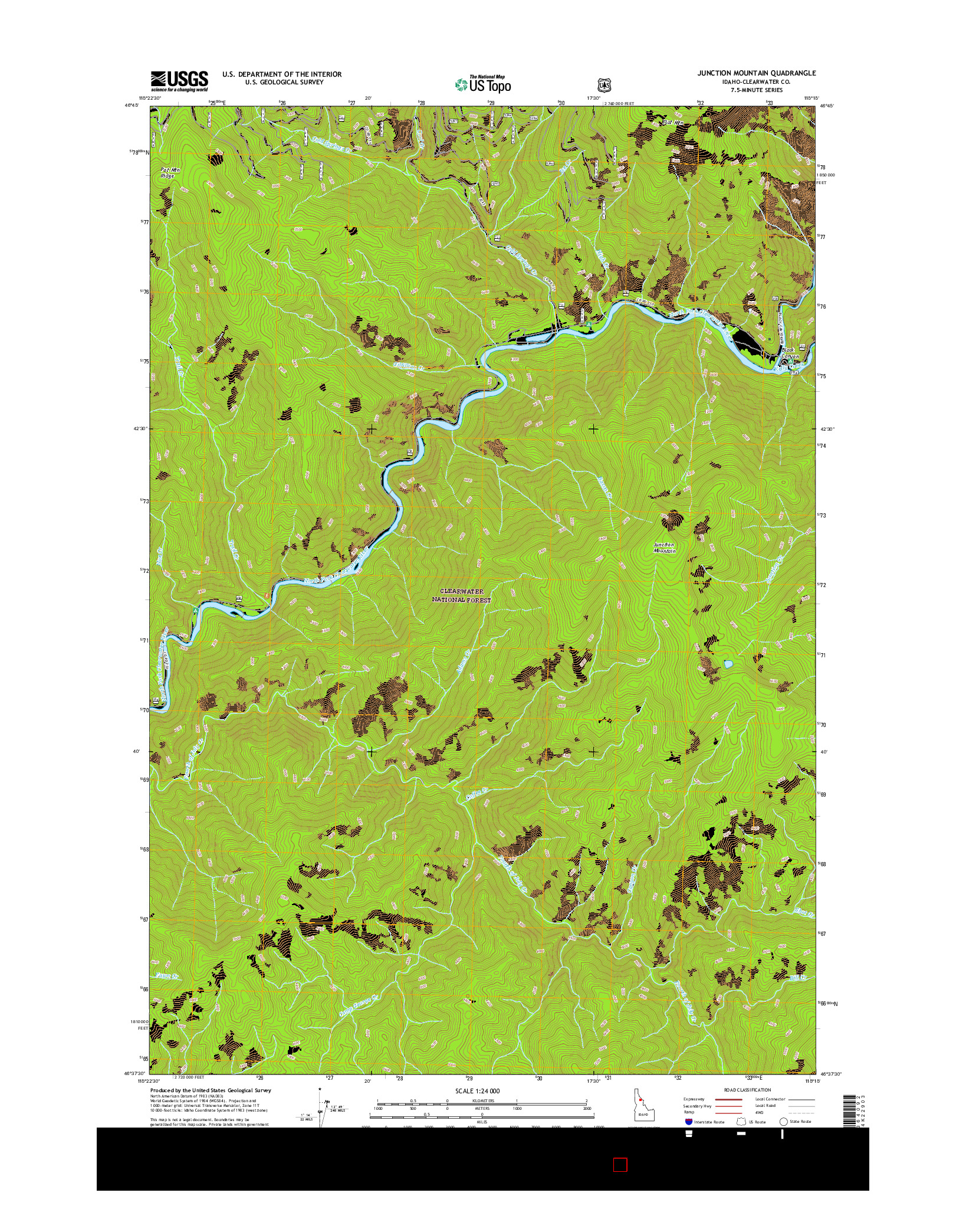 USGS US TOPO 7.5-MINUTE MAP FOR JUNCTION MOUNTAIN, ID 2017