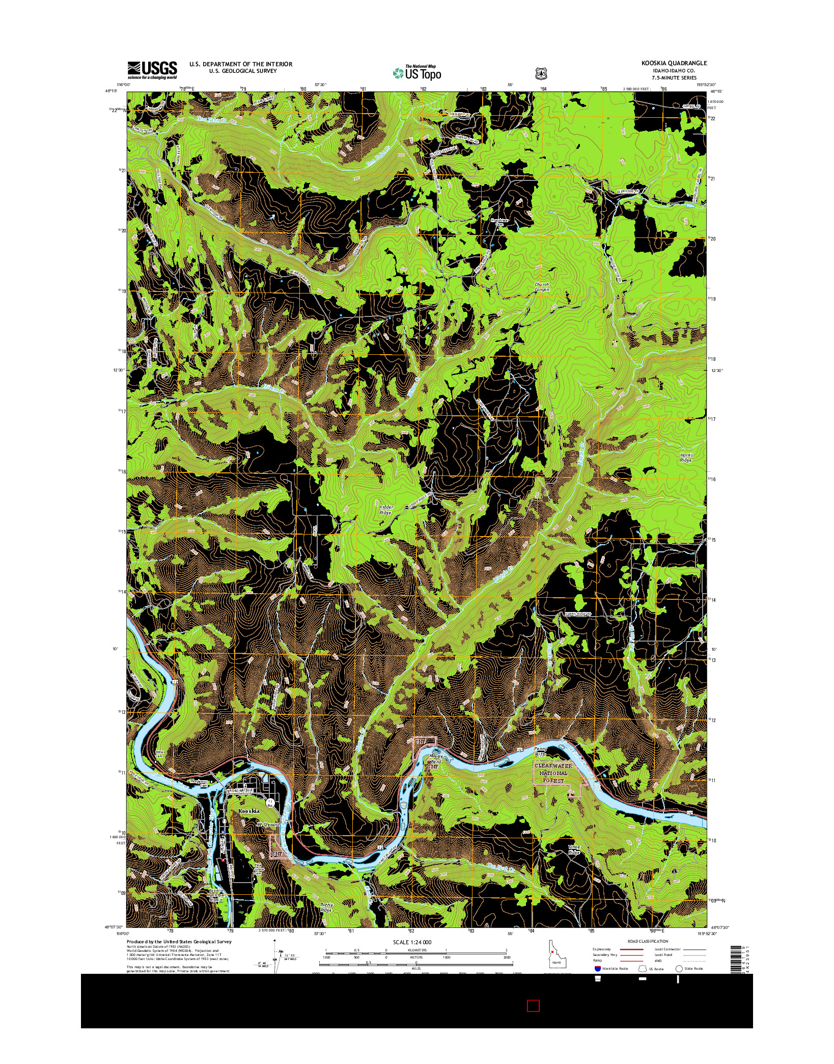 USGS US TOPO 7.5-MINUTE MAP FOR KOOSKIA, ID 2017