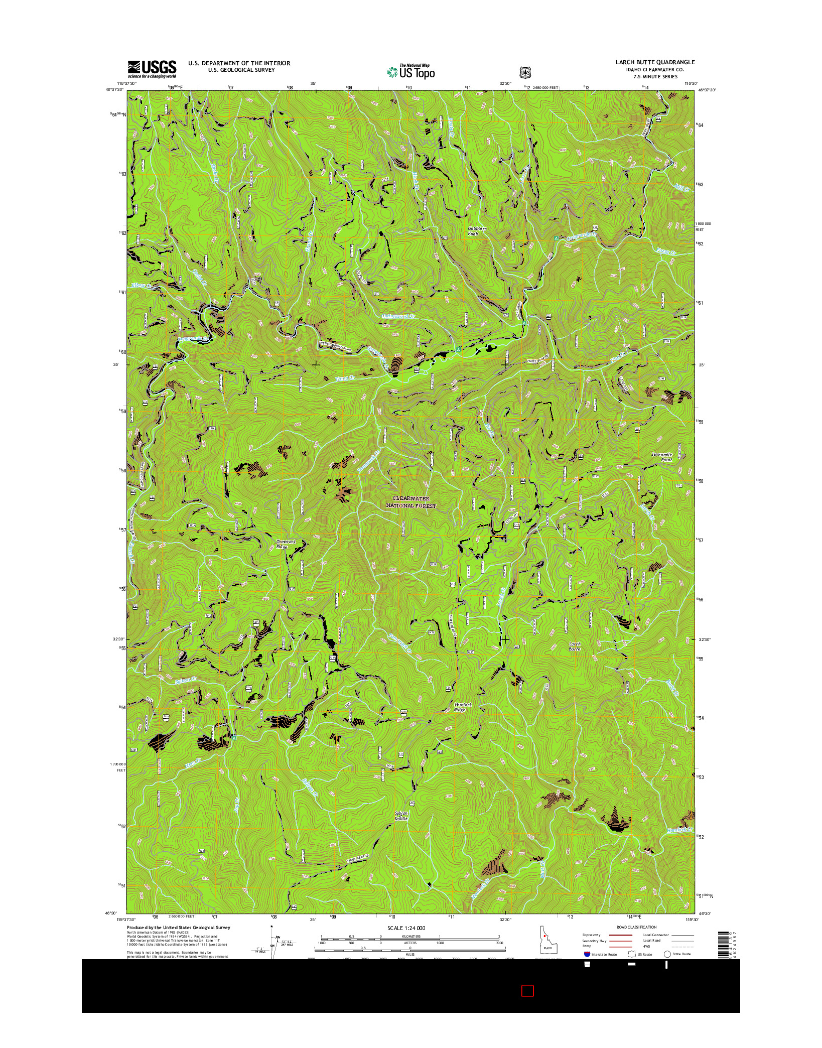 USGS US TOPO 7.5-MINUTE MAP FOR LARCH BUTTE, ID 2017