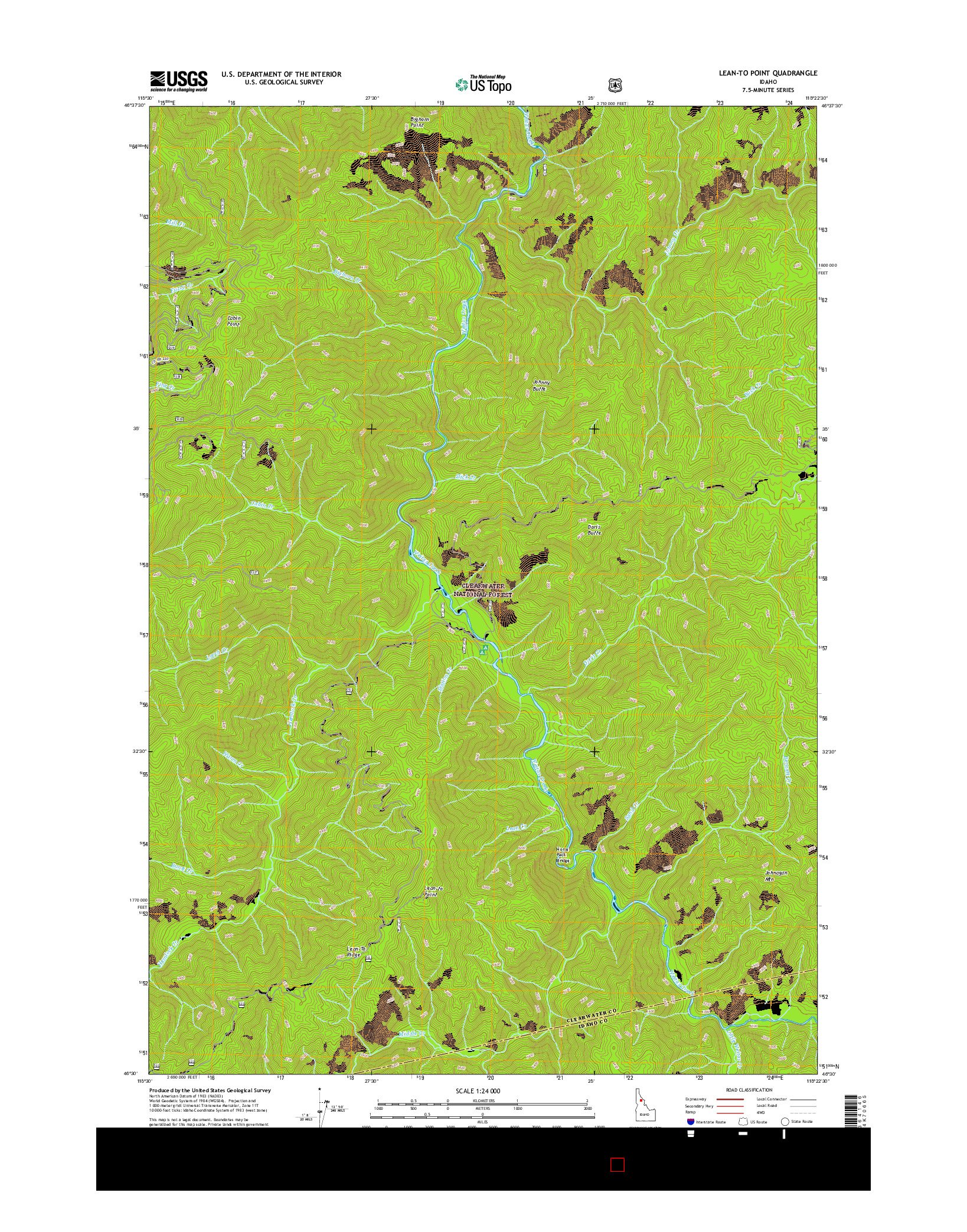 USGS US TOPO 7.5-MINUTE MAP FOR LEAN-TO POINT, ID 2017