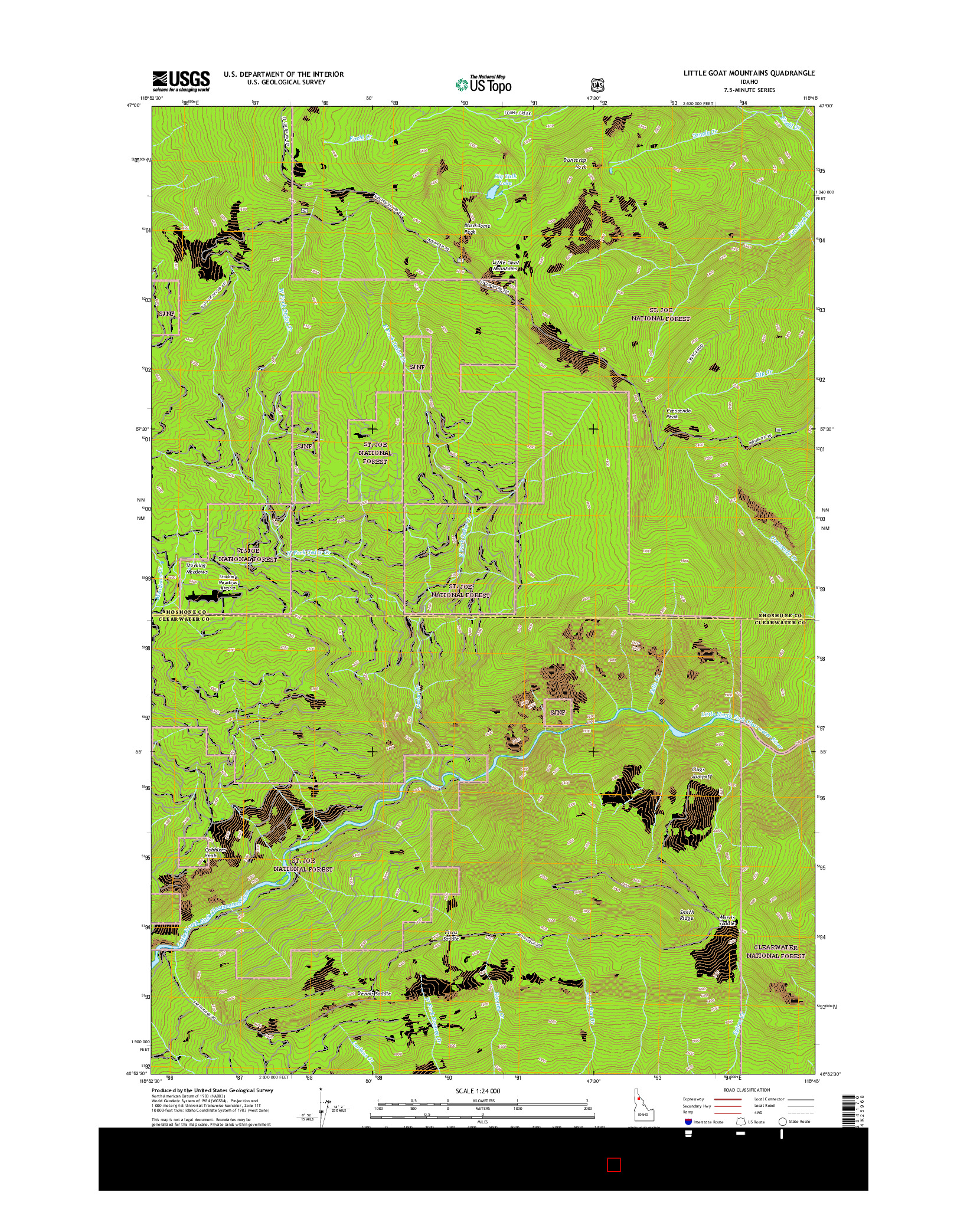 USGS US TOPO 7.5-MINUTE MAP FOR LITTLE GOAT MOUNTAINS, ID 2017
