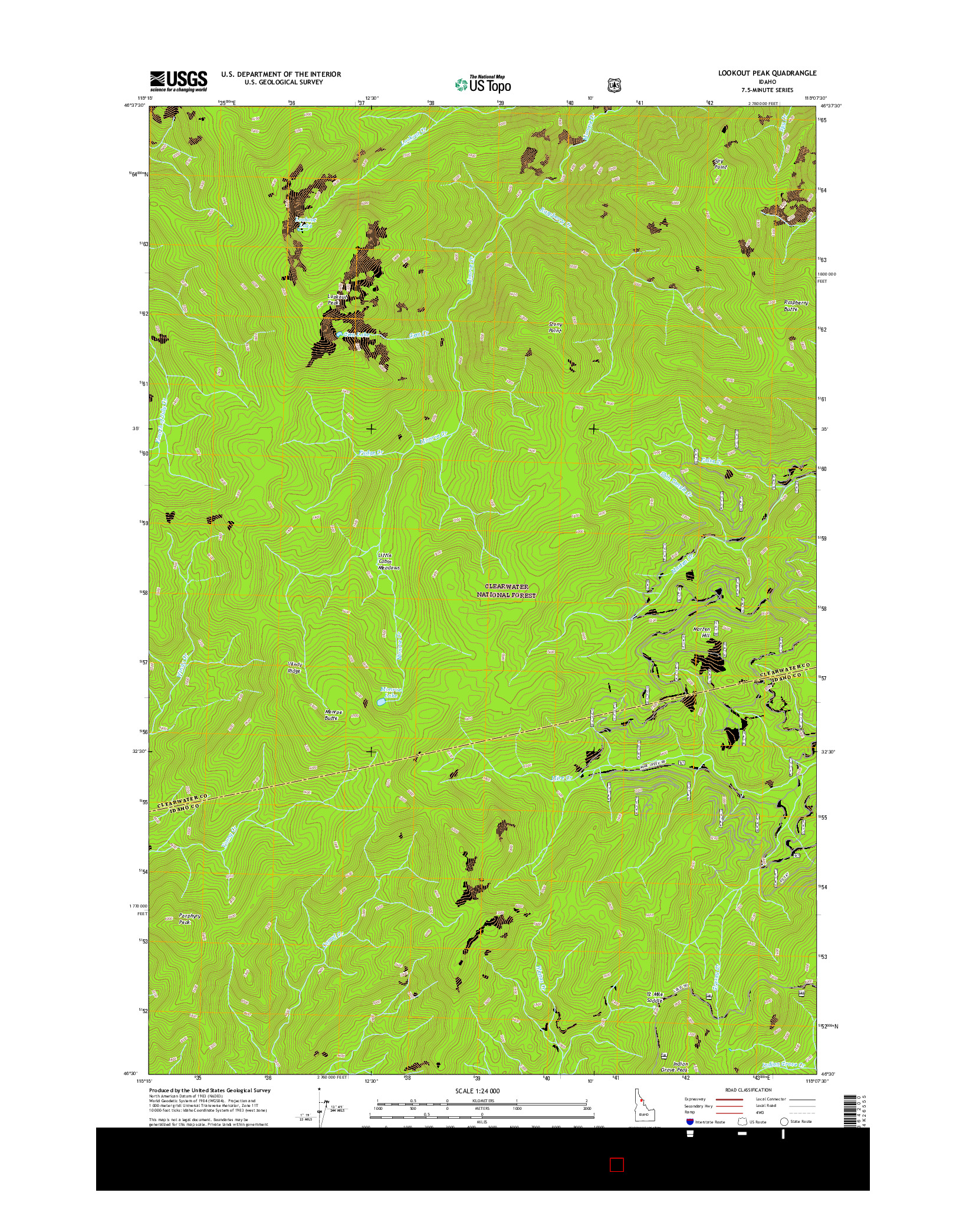 USGS US TOPO 7.5-MINUTE MAP FOR LOOKOUT PEAK, ID 2017