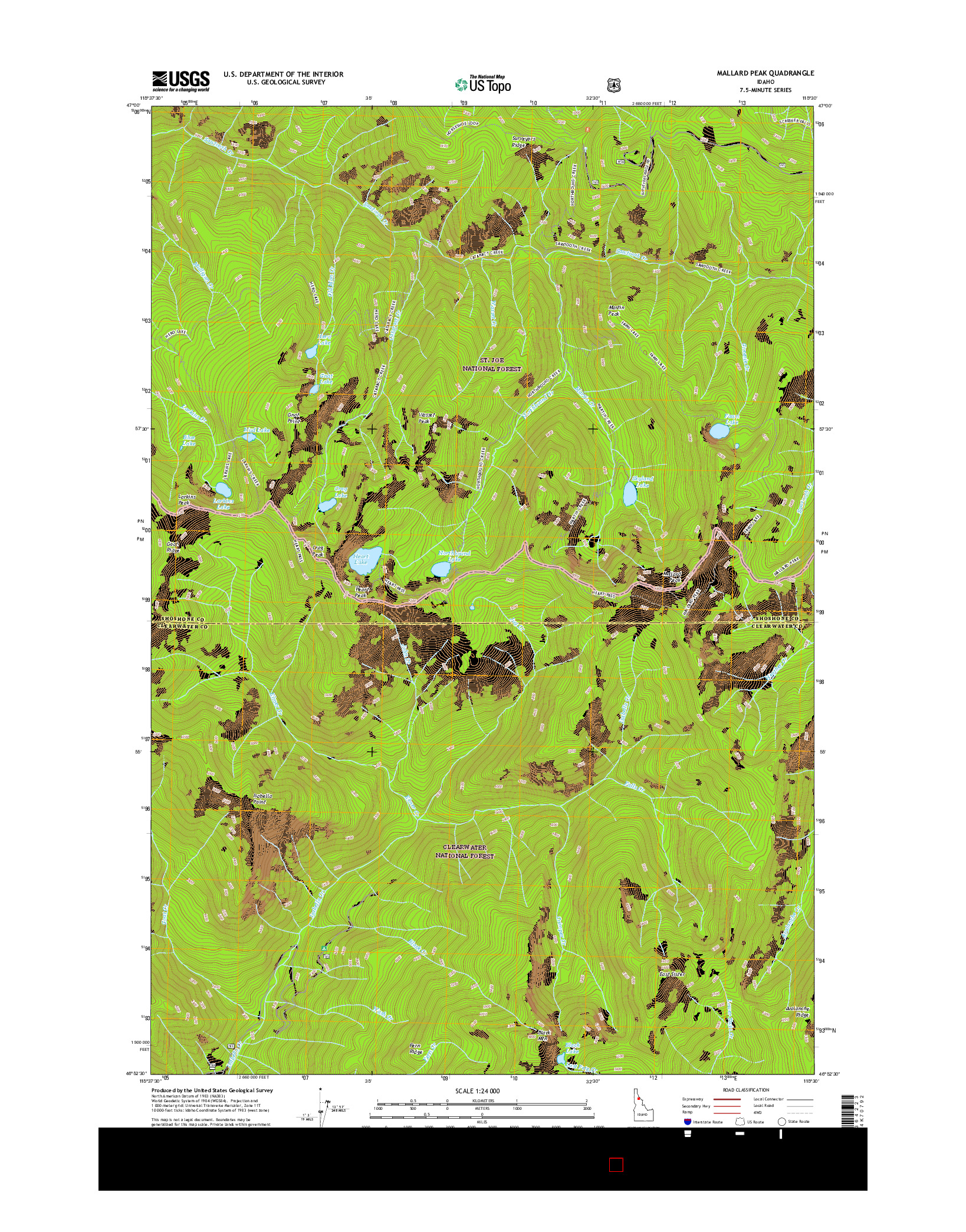 USGS US TOPO 7.5-MINUTE MAP FOR MALLARD PEAK, ID 2017