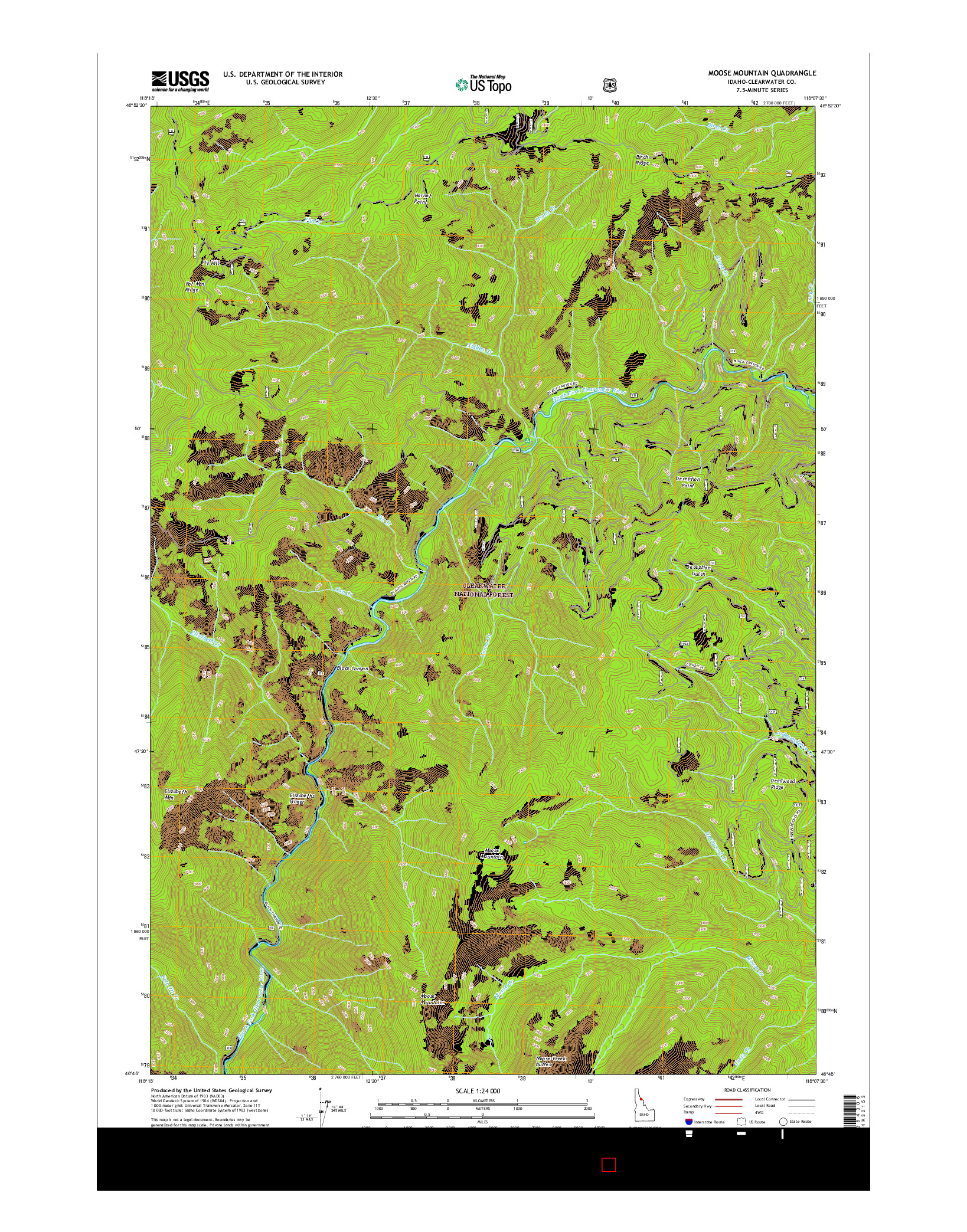 USGS US TOPO 7.5-MINUTE MAP FOR MOOSE MOUNTAIN, ID 2017