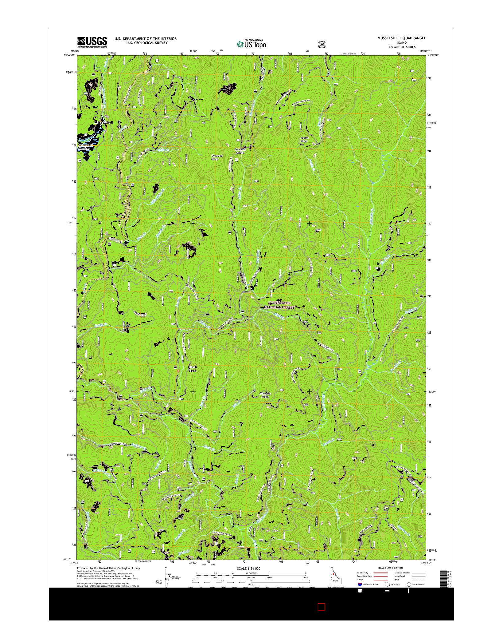 USGS US TOPO 7.5-MINUTE MAP FOR MUSSELSHELL, ID 2017
