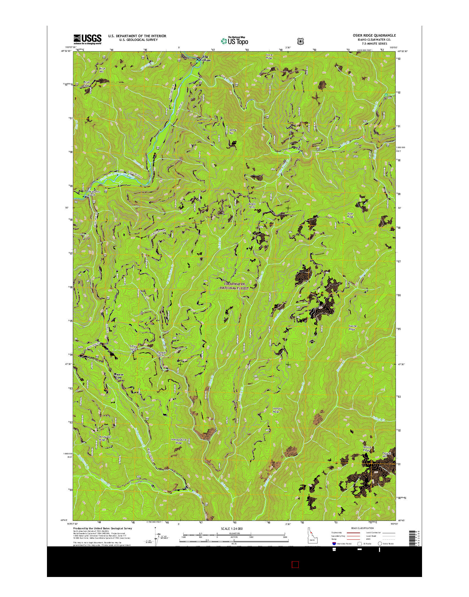 USGS US TOPO 7.5-MINUTE MAP FOR OSIER RIDGE, ID 2017