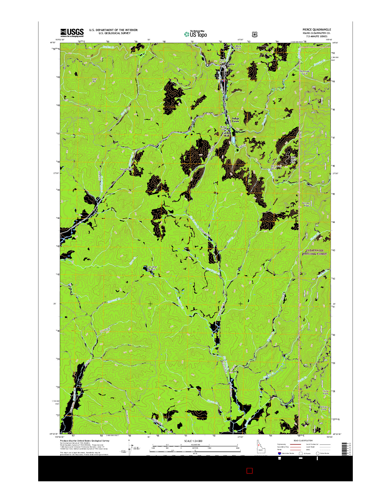 USGS US TOPO 7.5-MINUTE MAP FOR PIERCE, ID 2017