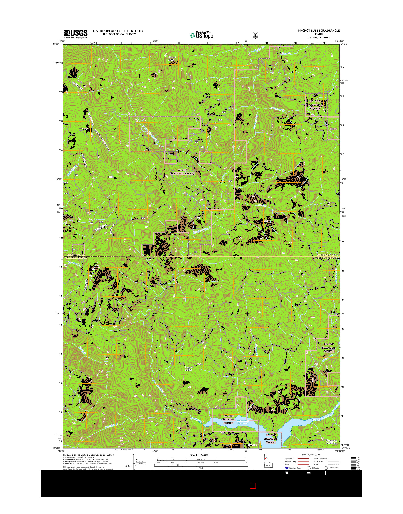 USGS US TOPO 7.5-MINUTE MAP FOR PINCHOT BUTTE, ID 2017