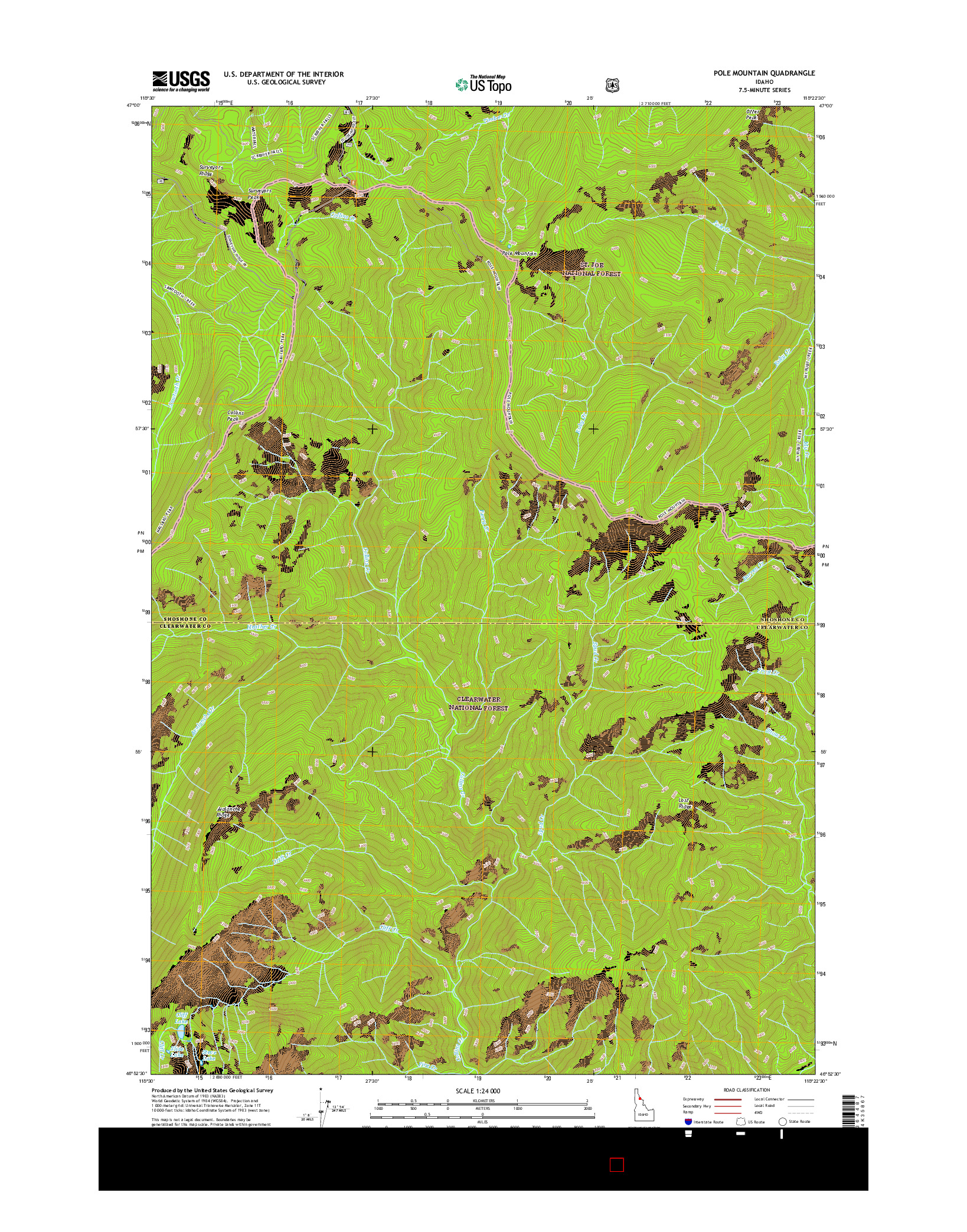 USGS US TOPO 7.5-MINUTE MAP FOR POLE MOUNTAIN, ID 2017
