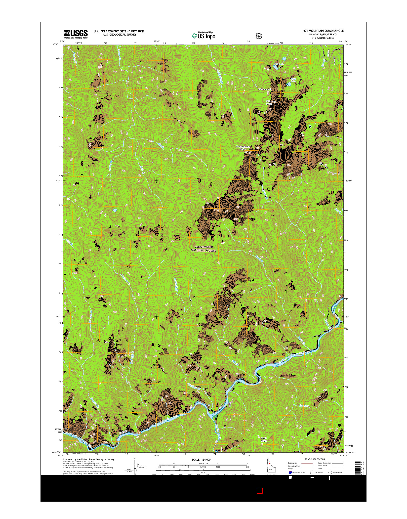 USGS US TOPO 7.5-MINUTE MAP FOR POT MOUNTAIN, ID 2017