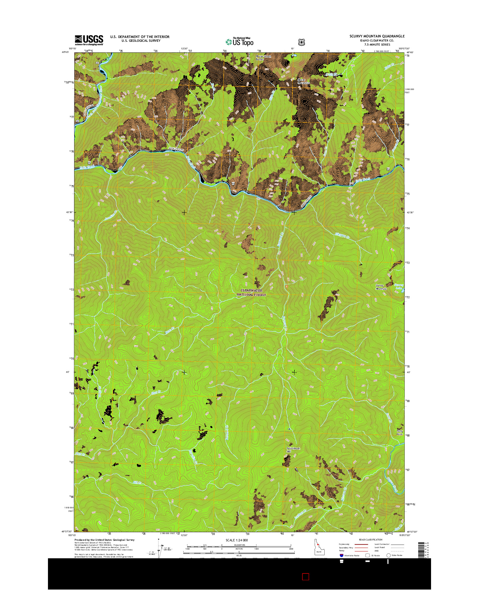 USGS US TOPO 7.5-MINUTE MAP FOR SCURVY MOUNTAIN, ID 2017