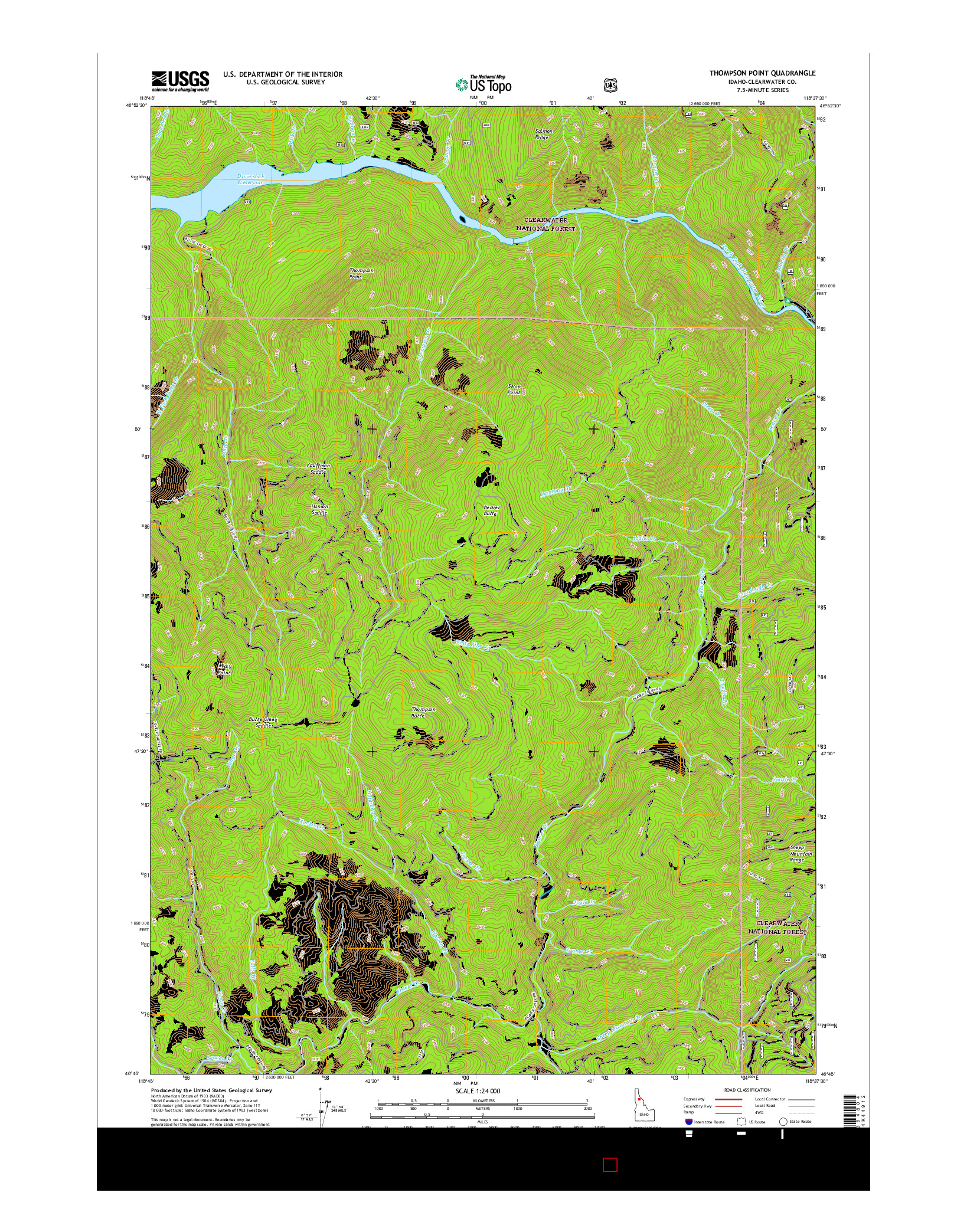 USGS US TOPO 7.5-MINUTE MAP FOR THOMPSON POINT, ID 2017